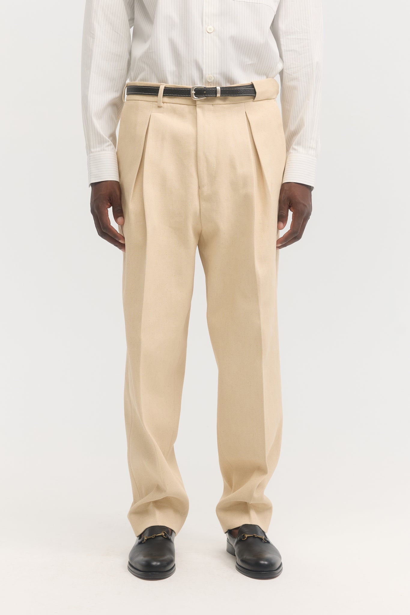 Pantalons parachute en gabardine de coton naturel