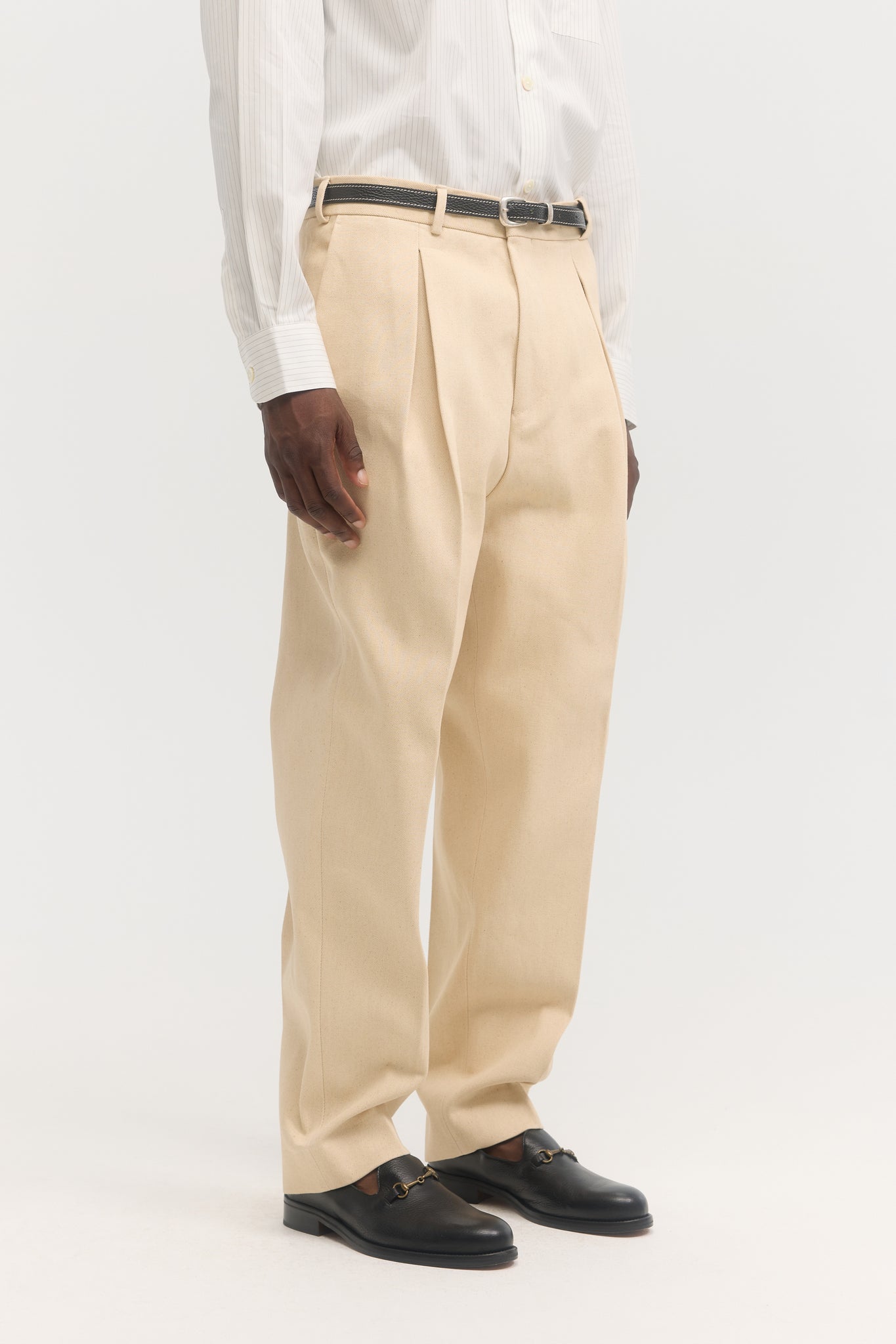Pantalons parachute en gabardine de coton naturel