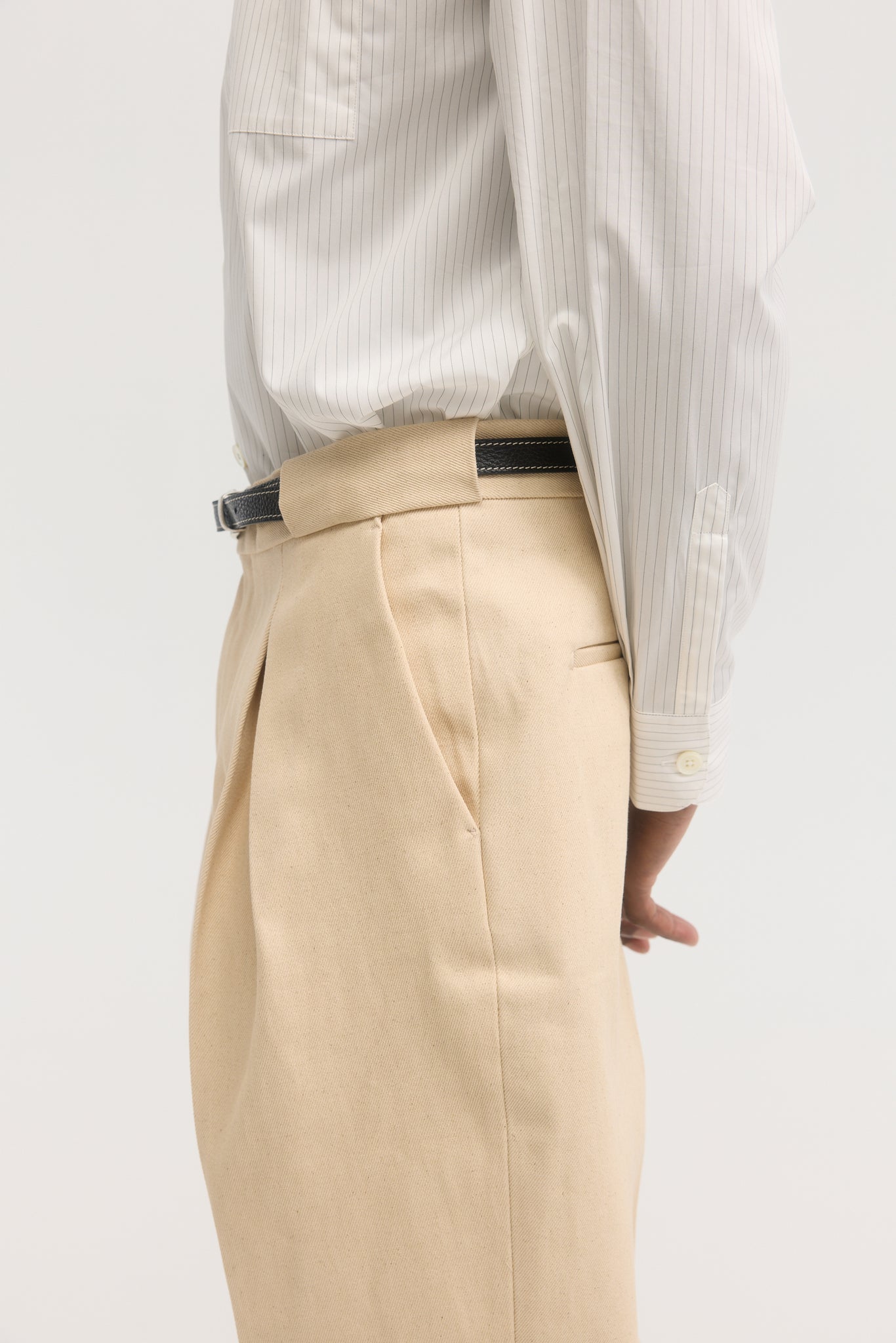 Pantalons parachute en gabardine de coton naturel
