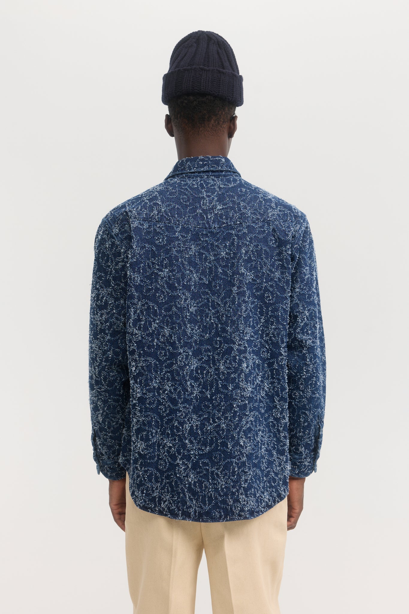 Distressed blue western denim overshirt
