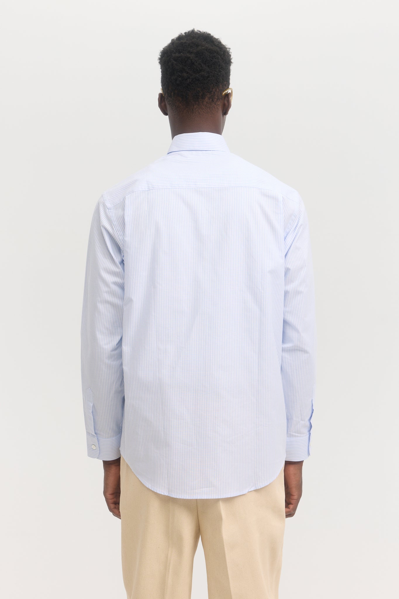 Chemise oxford à rayures bleues manches longues