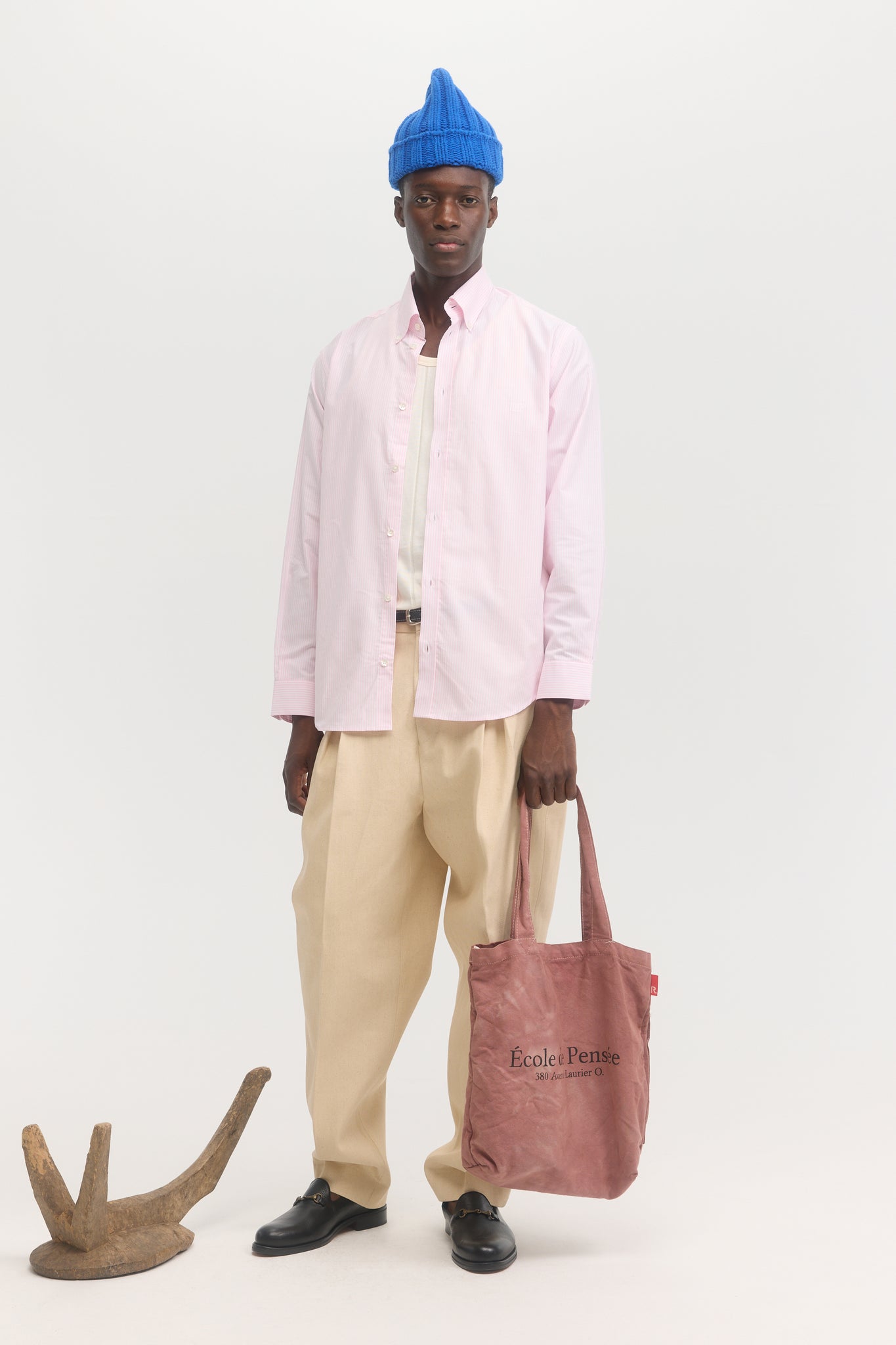 Chemise oxford à rayures roses manches longues