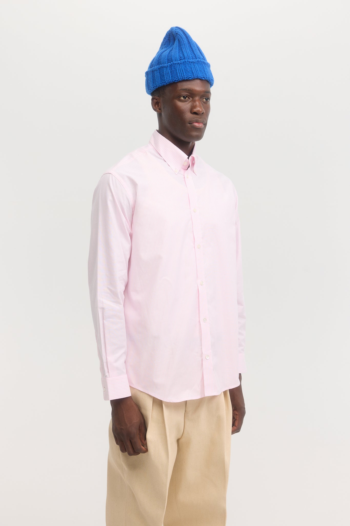 Chemise oxford à rayures roses manches longues
