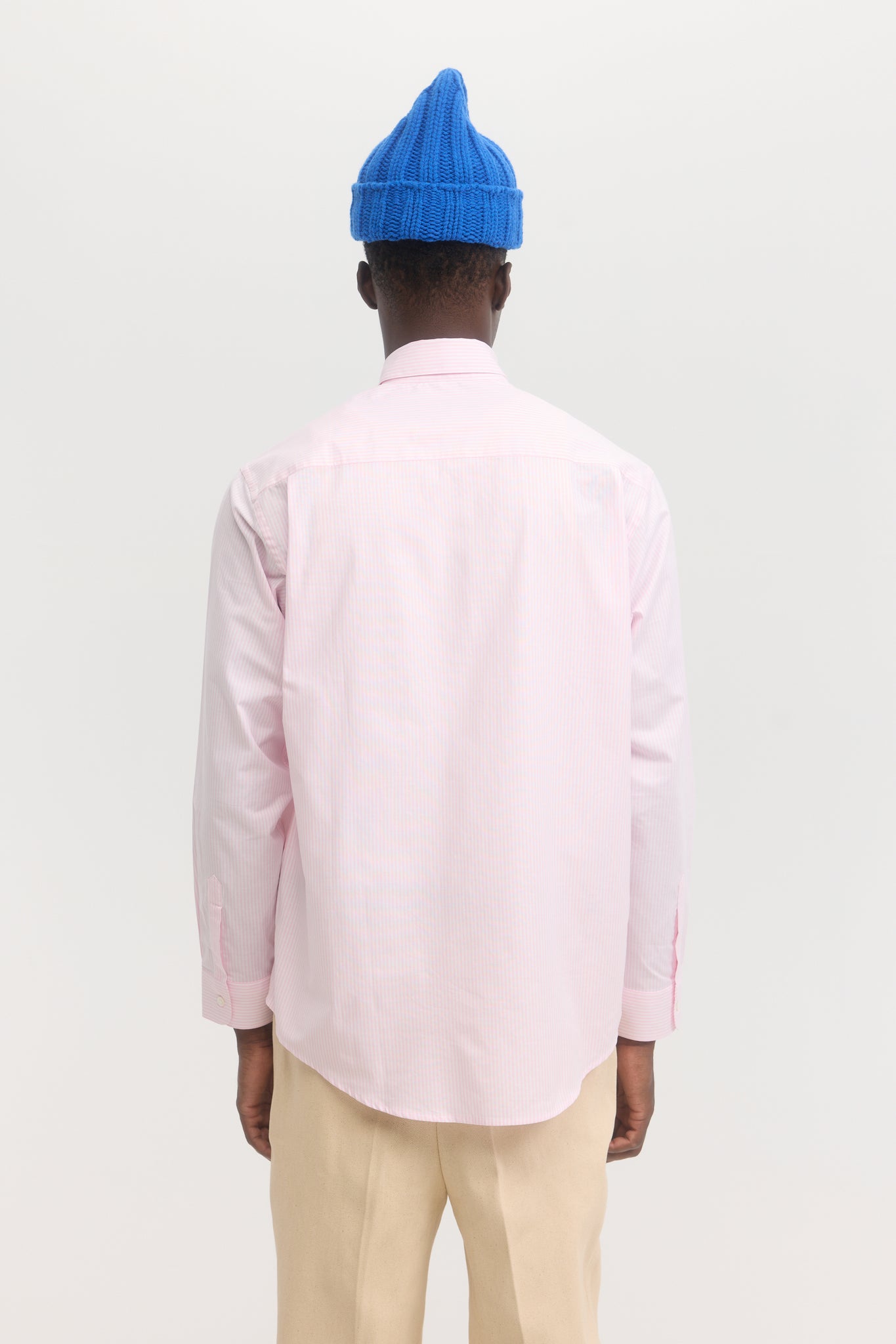Chemise oxford à rayures roses manches longues