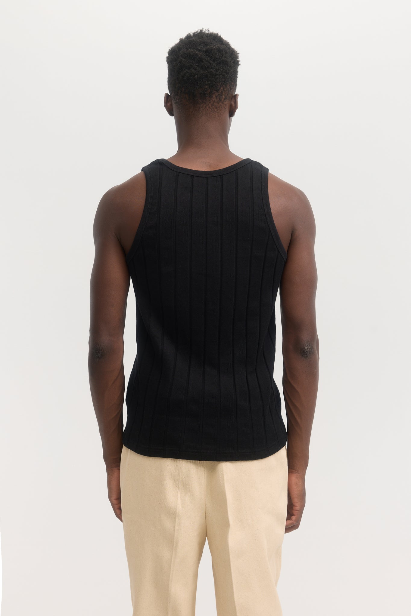 Black ribbed organic cotton jersey tank top