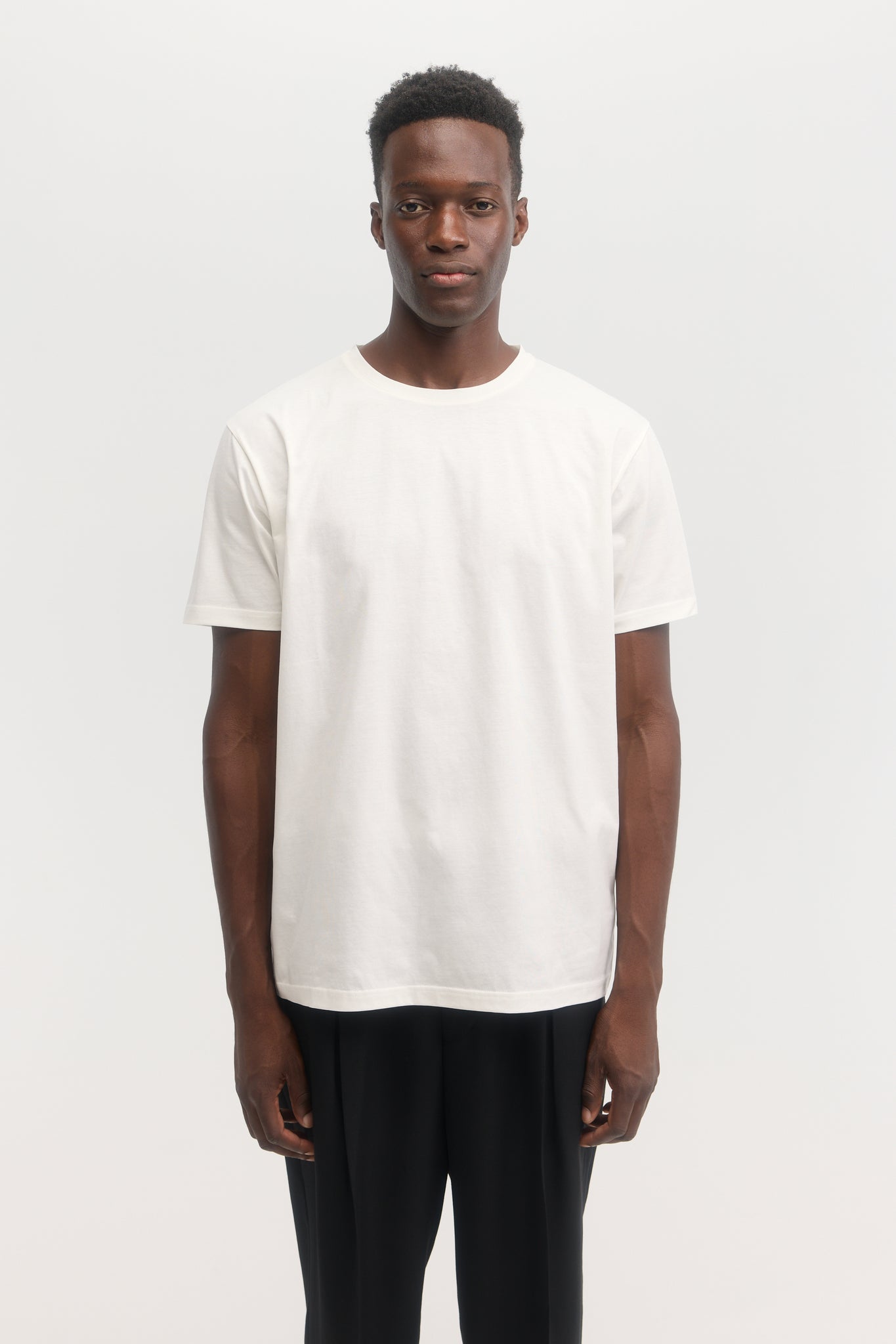 White mercerized organic cotton crewneck t-shirt
