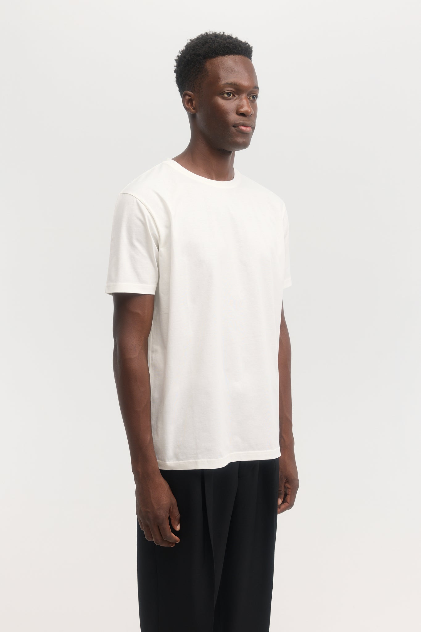 White mercerized organic cotton crewneck t-shirt
