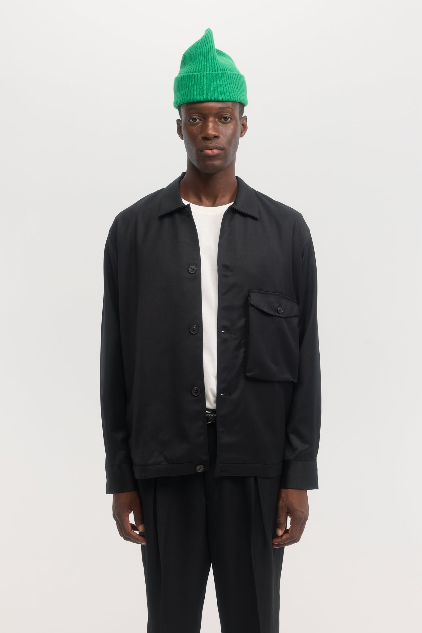 Black virgin wool evening blouson
