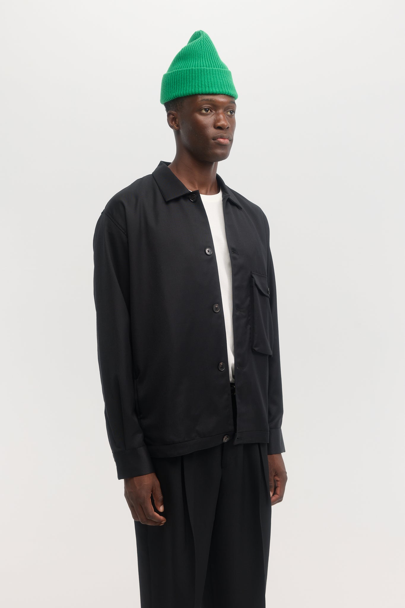 Black virgin wool evening blouson