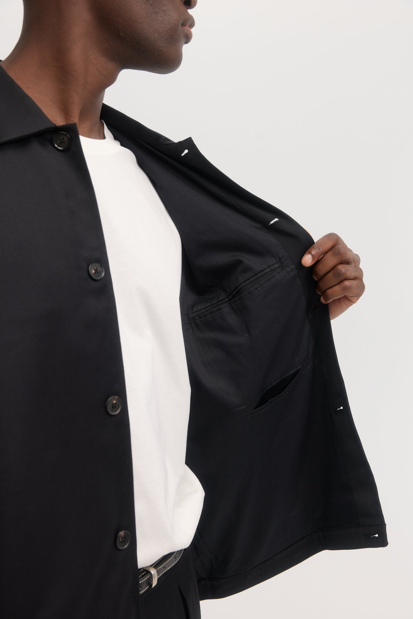 Black virgin wool evening blouson
