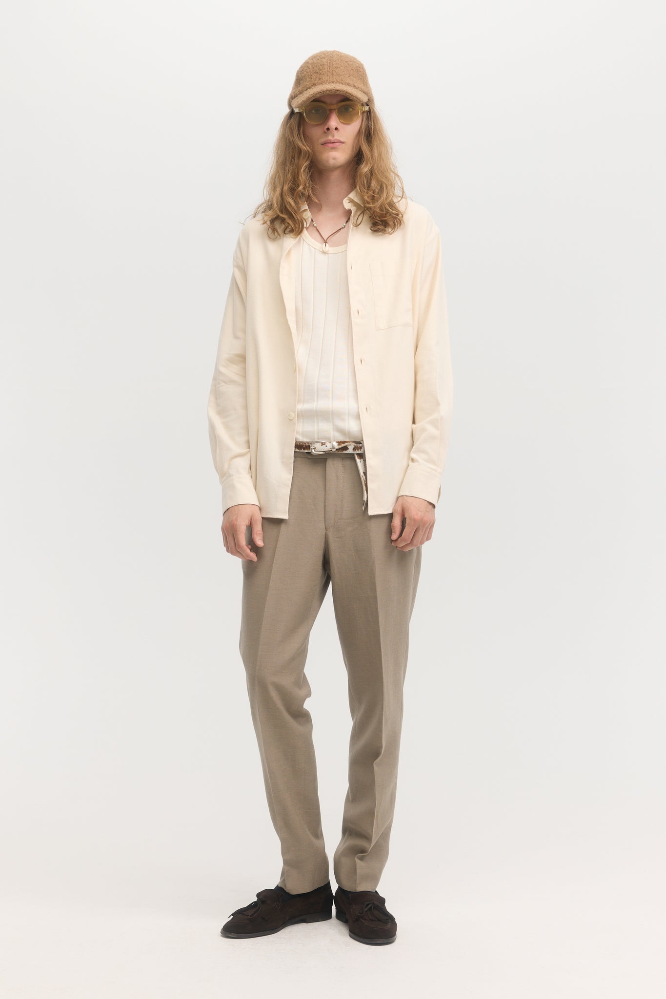 Chemise ample en flanelle brossée crème