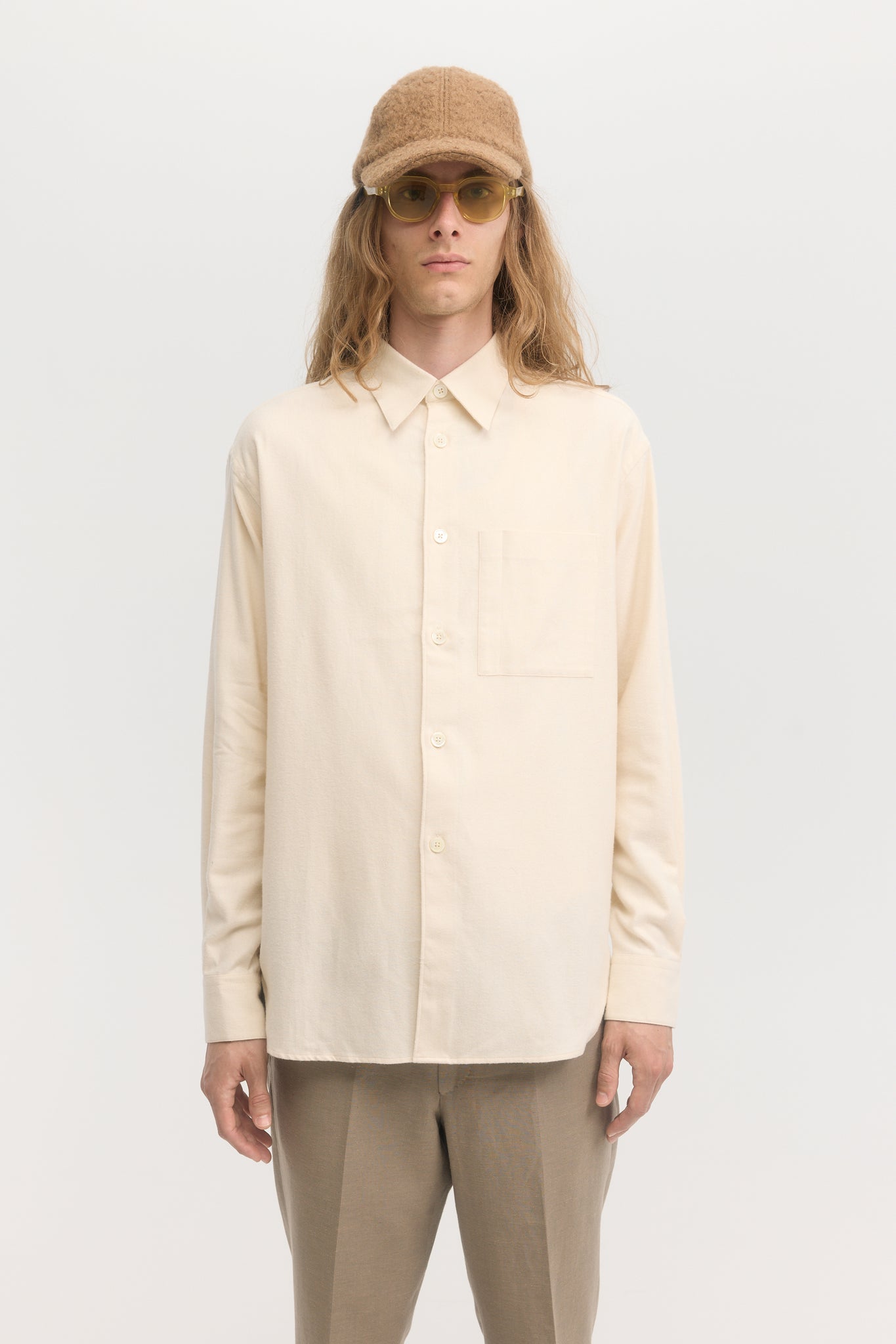 Chemise ample en flanelle brossée crème