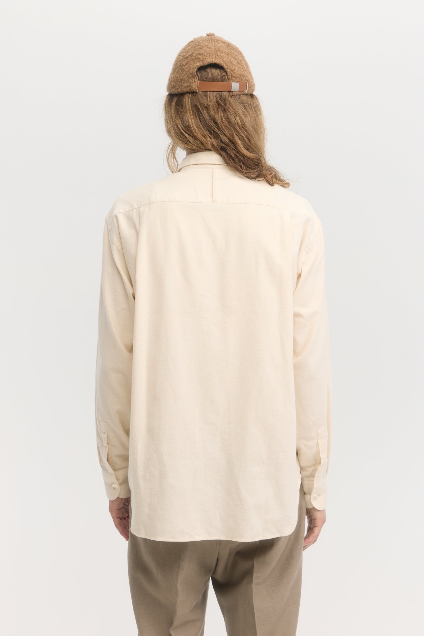 Chemise ample en flanelle brossée crème