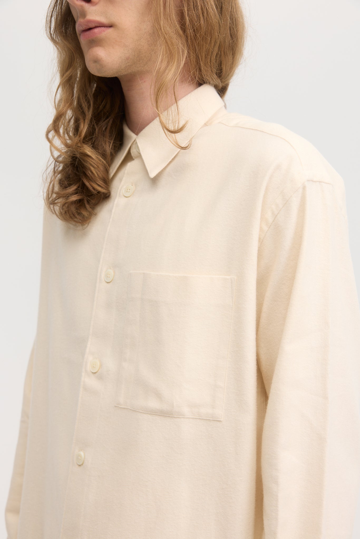 Chemise ample en flanelle brossée crème