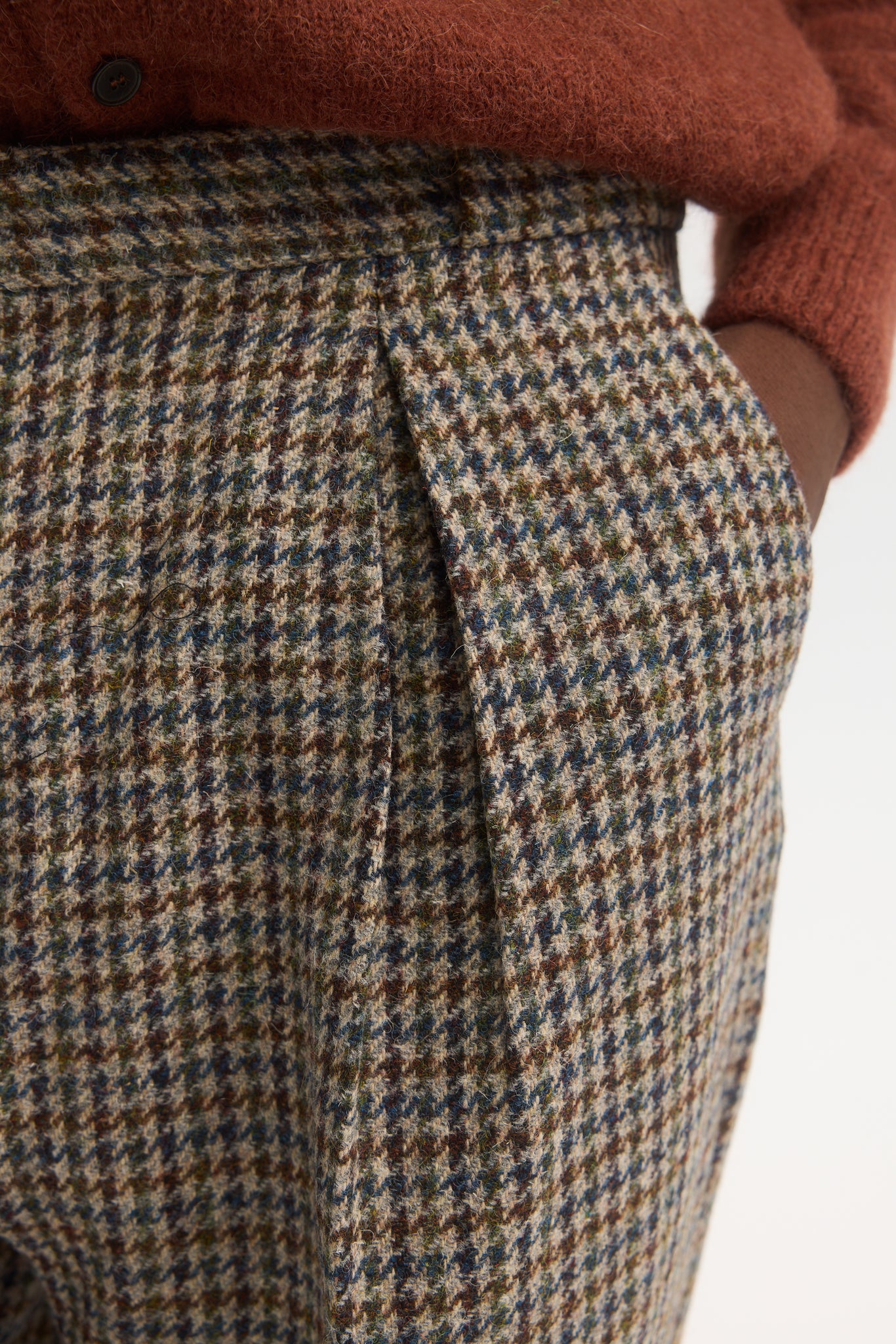 Pantalon parachute en laine vierge harris tweed à motif pied-de-poule