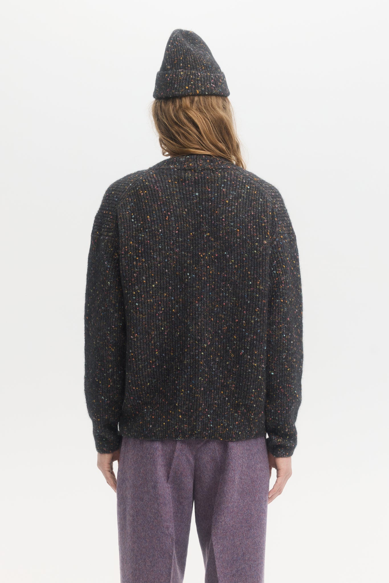 Cardigan en coton laine alpaga en tweed multi donegal
