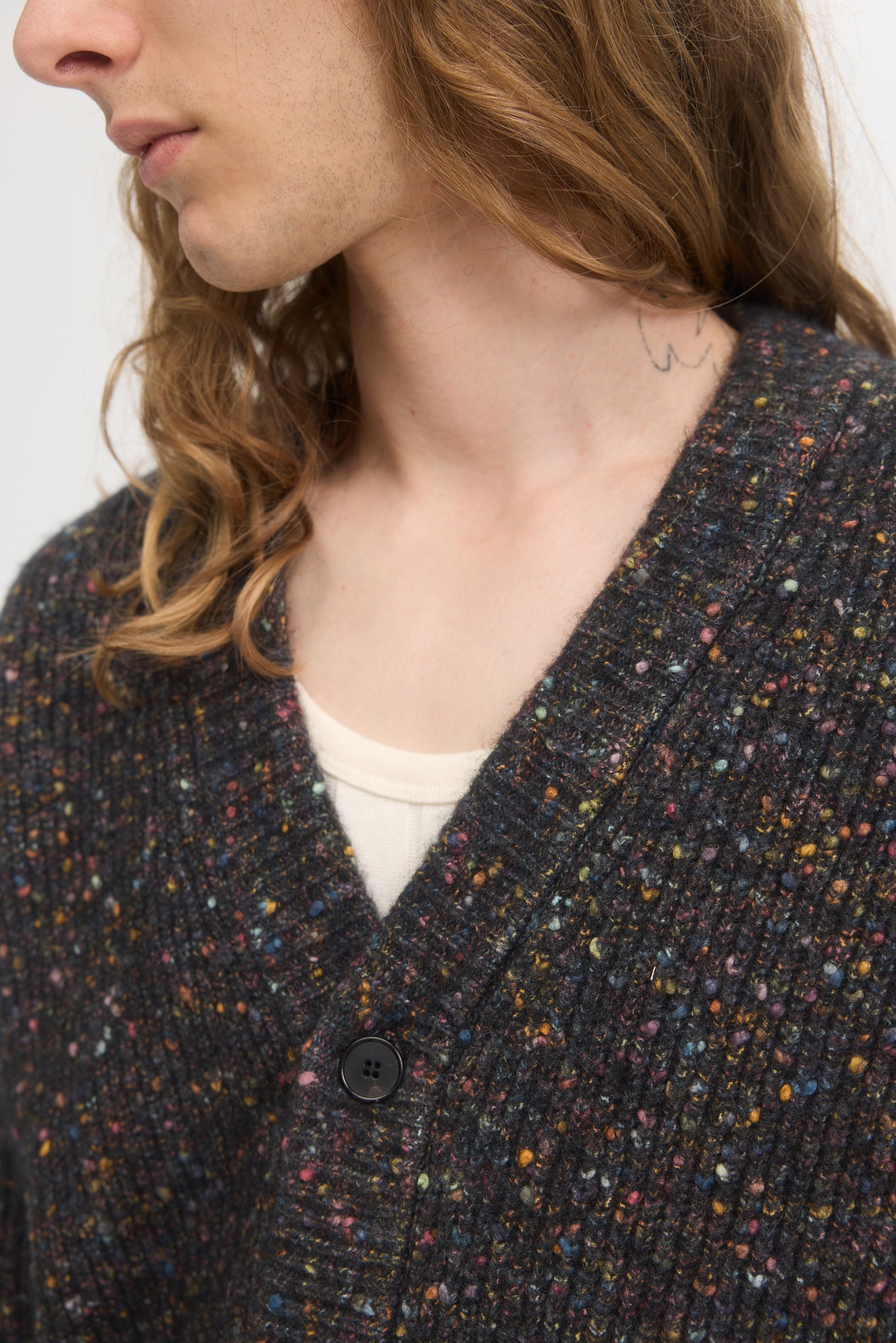Cardigan en coton laine alpaga en tweed multi donegal