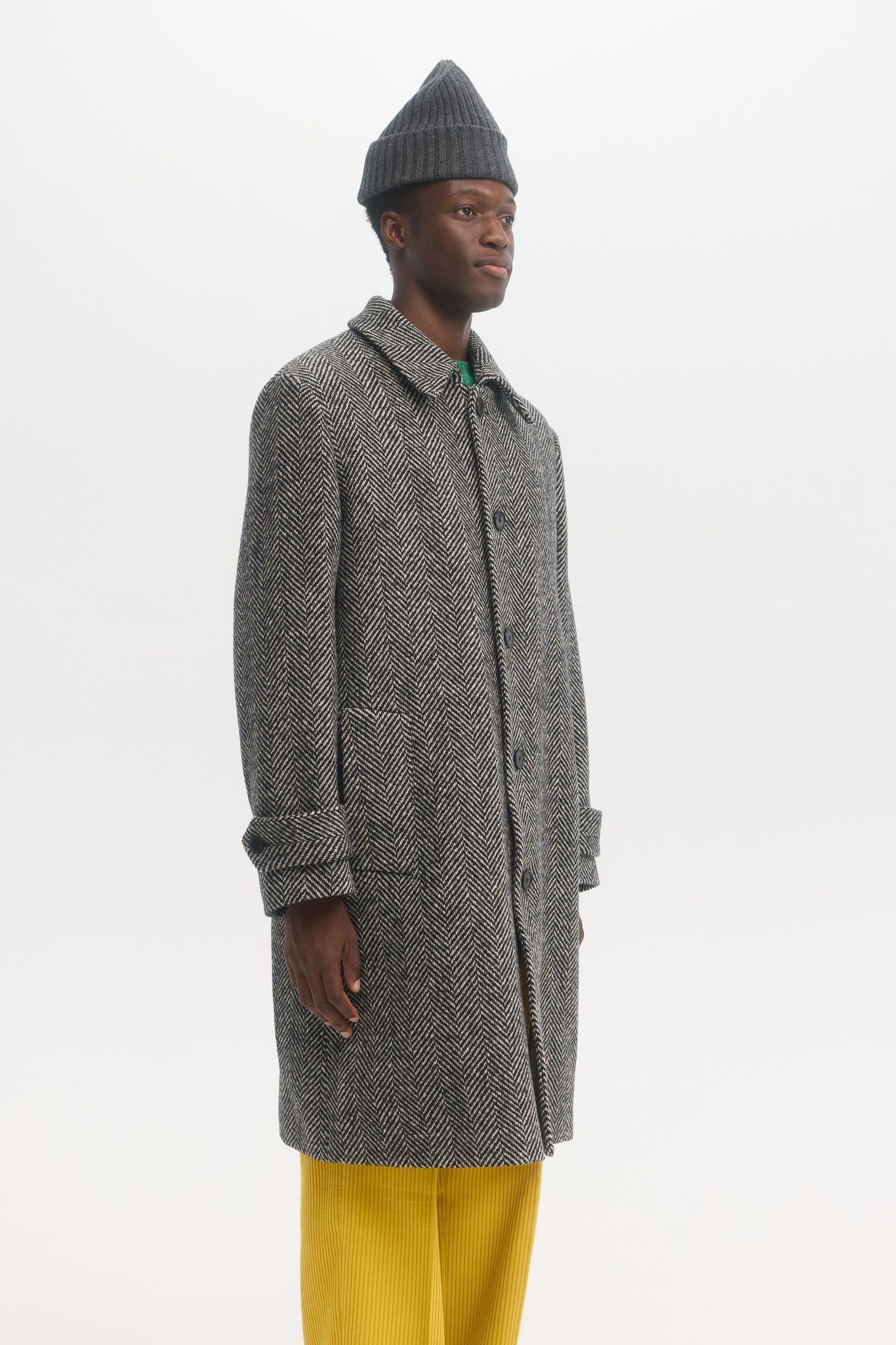 Herringbone virgin wool overcoat