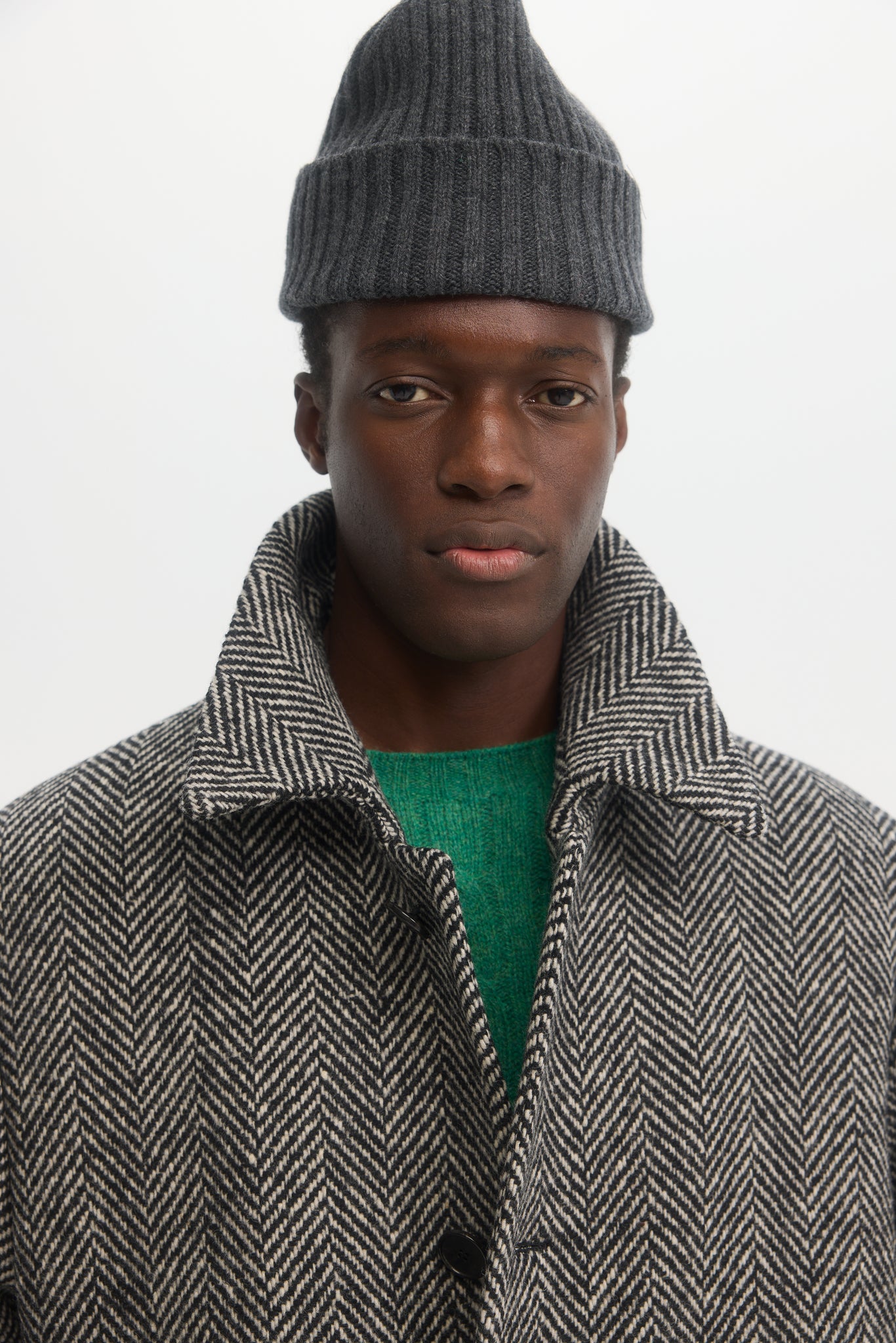 Herringbone virgin wool overcoat