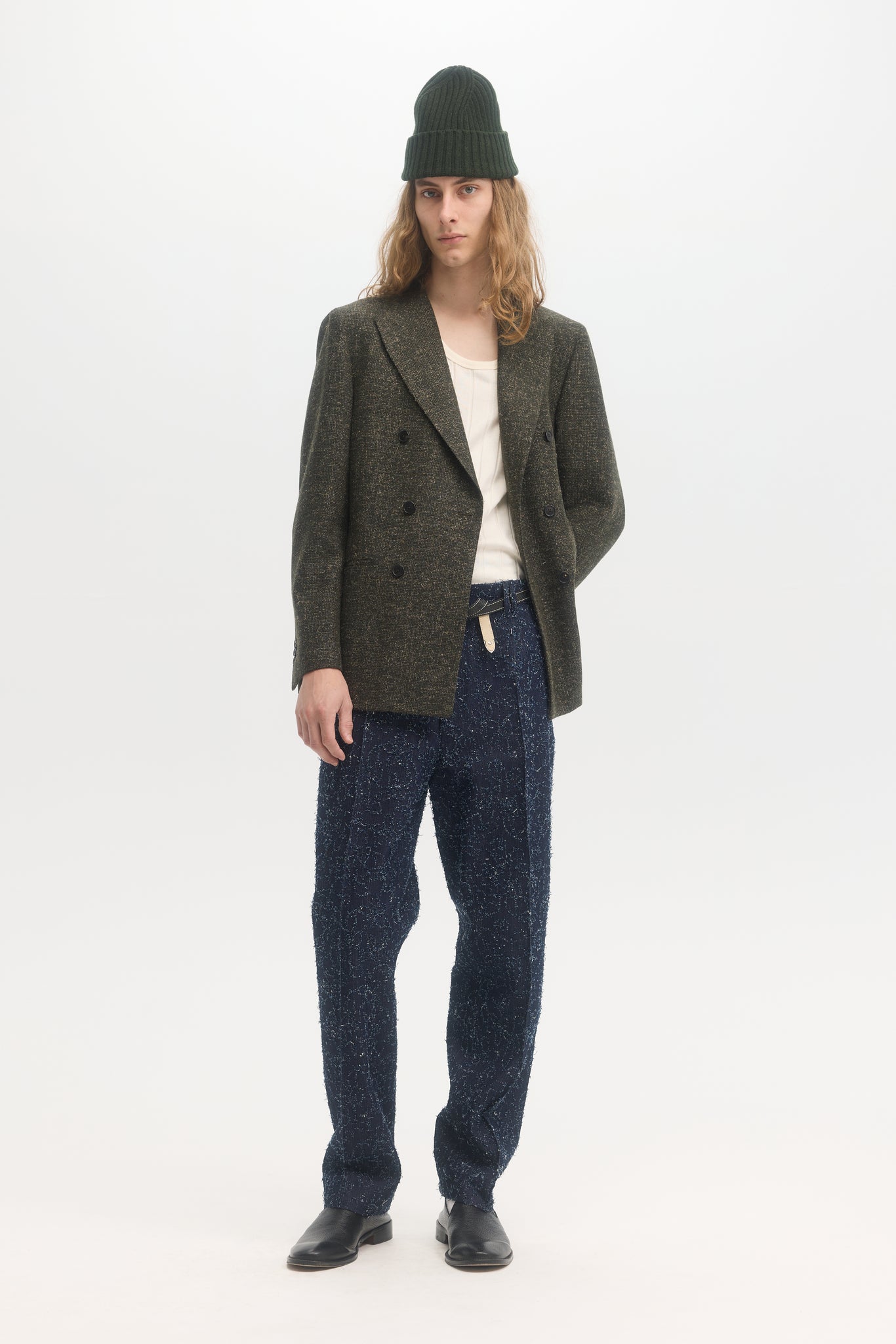 Moss hairy tweed double breasted blazer