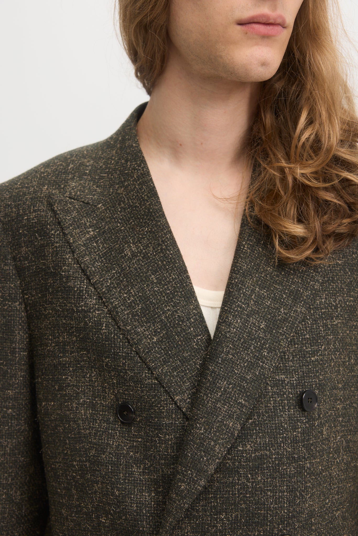 Moss hairy tweed double breasted blazer