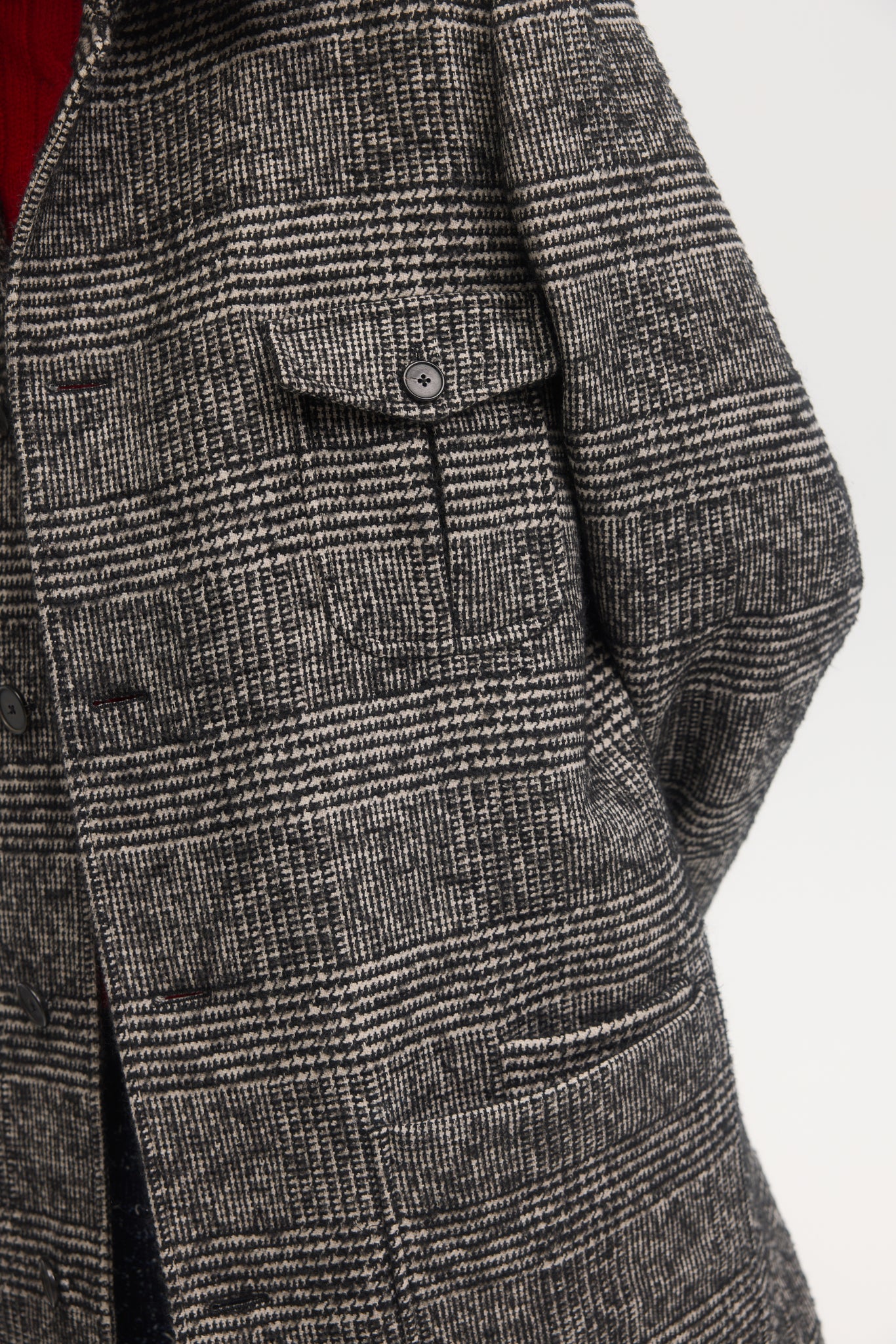 Manteau en laine à carreaux ombragés Glen à poches plaquées