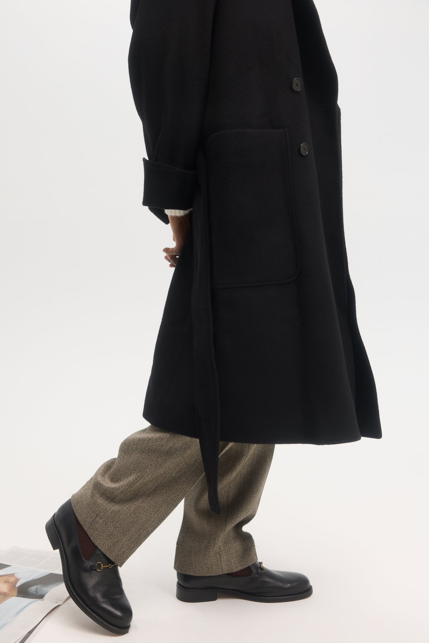 Manteau en cachemire col châle noir