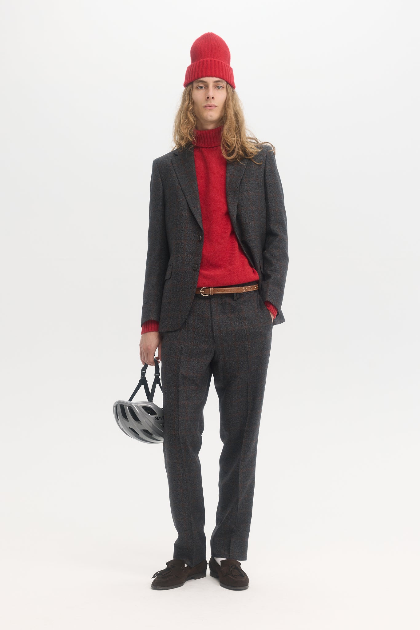 Charcoal rust shadow check wool suit