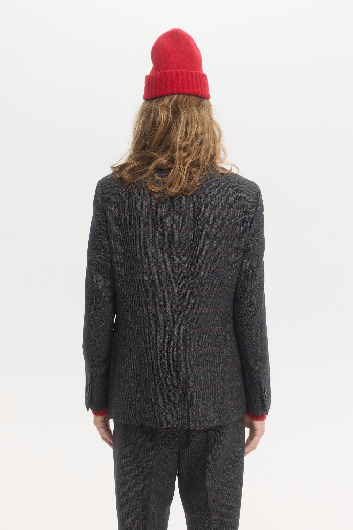 Charcoal rust shadow check wool suit