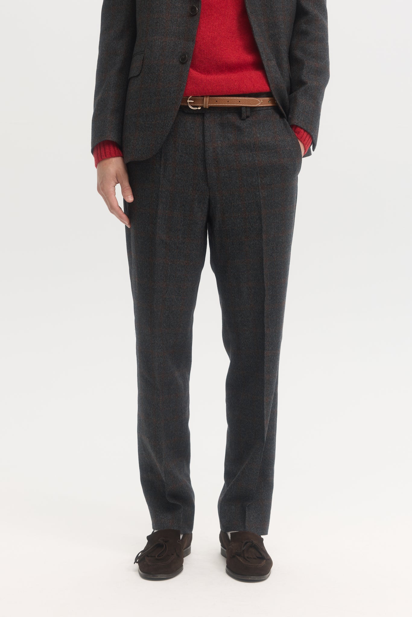 Charcoal rust shadow check wool suit
