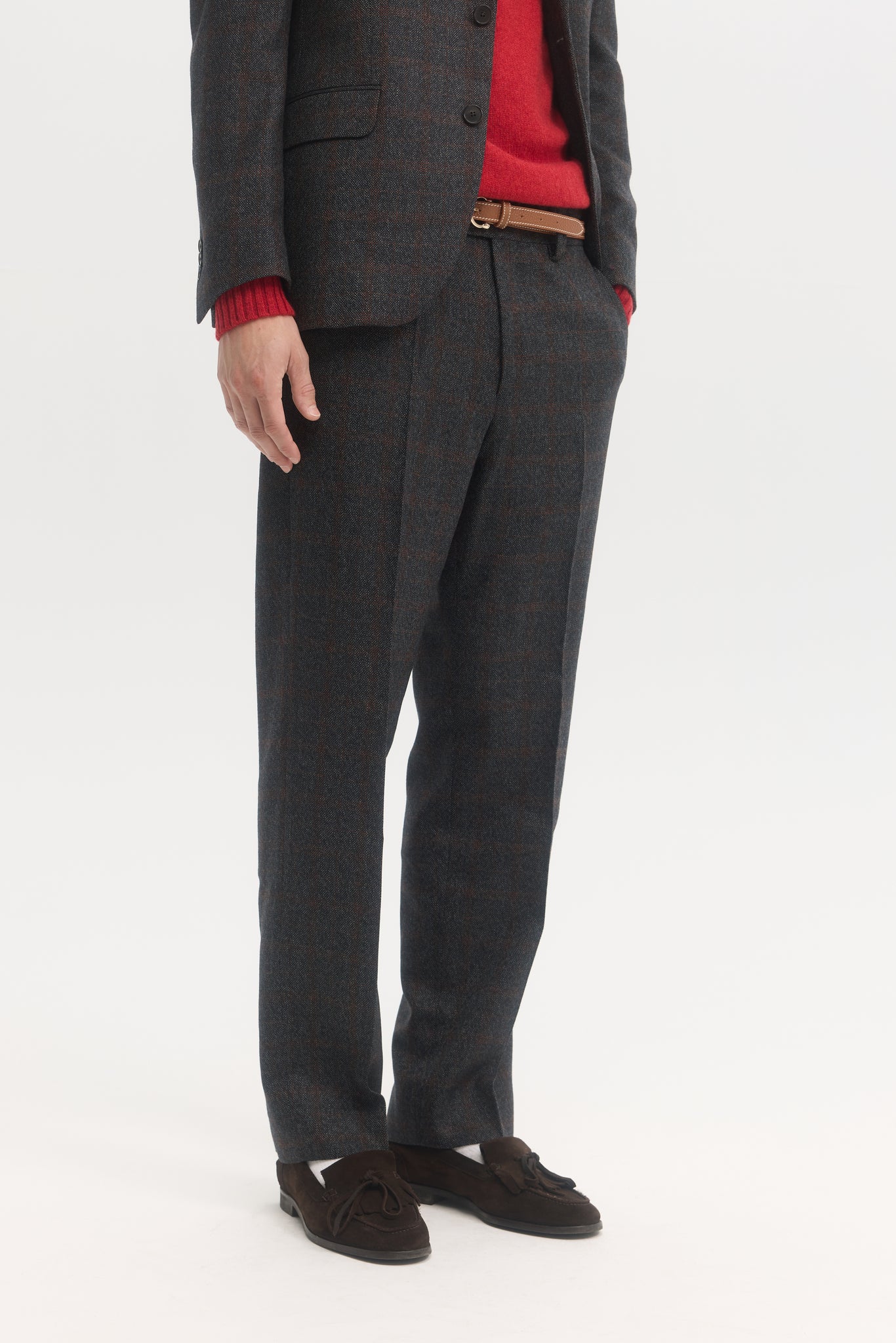Charcoal rust shadow check wool suit