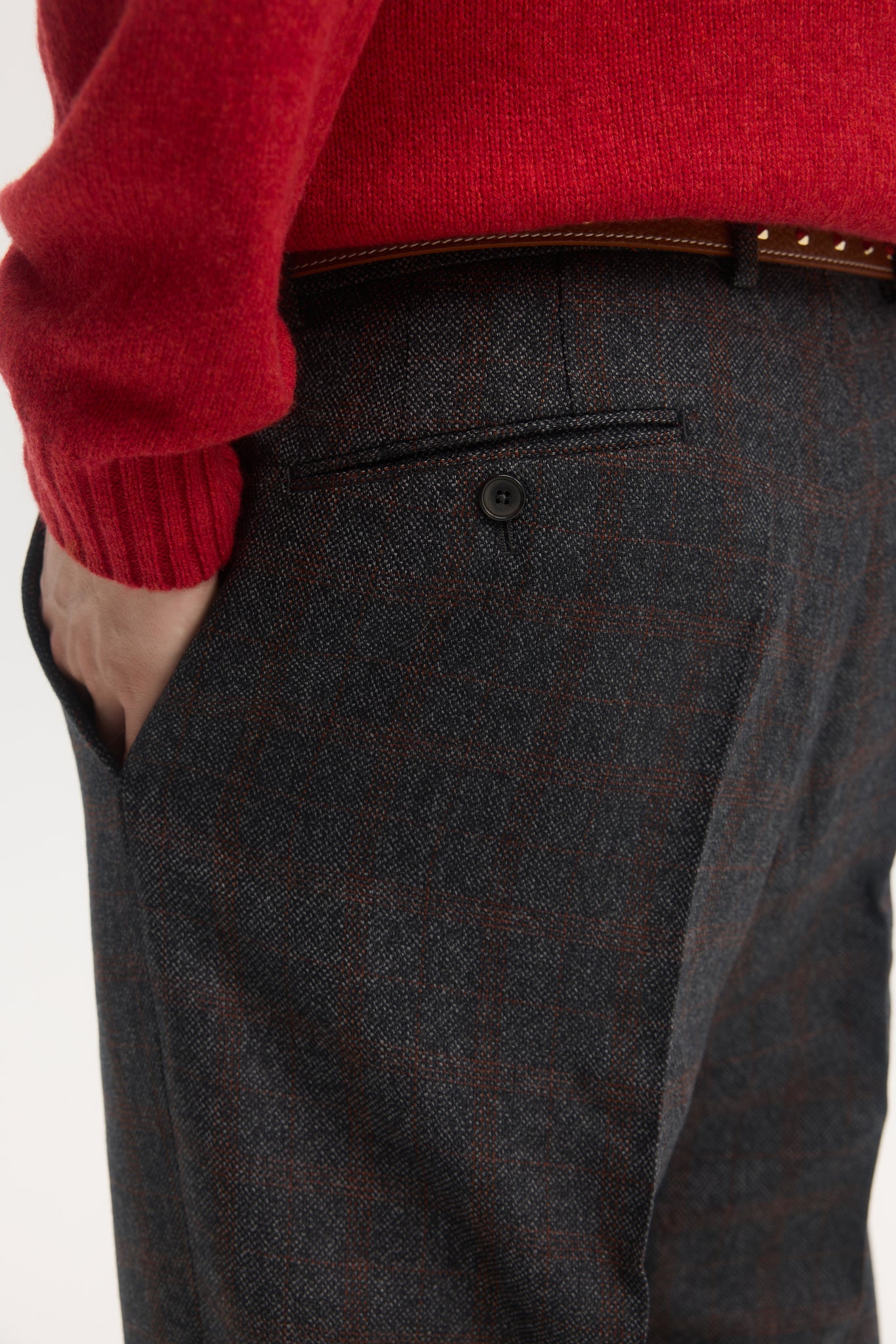 Charcoal rust shadow check wool suit