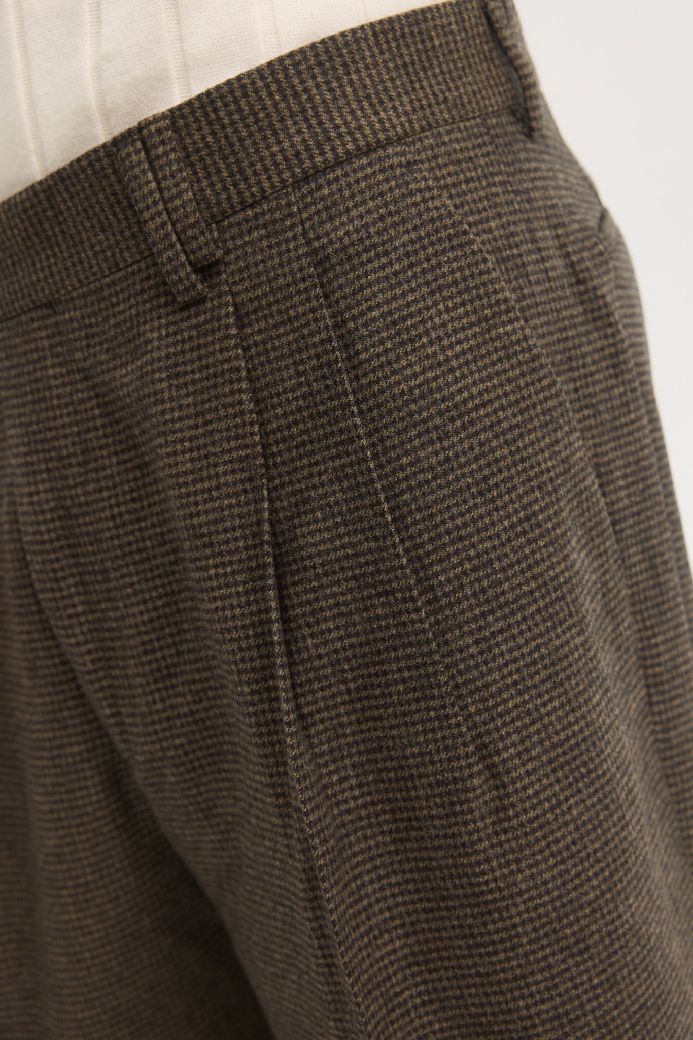 Pantalons pieds de poule à double pli en flanelle de laine