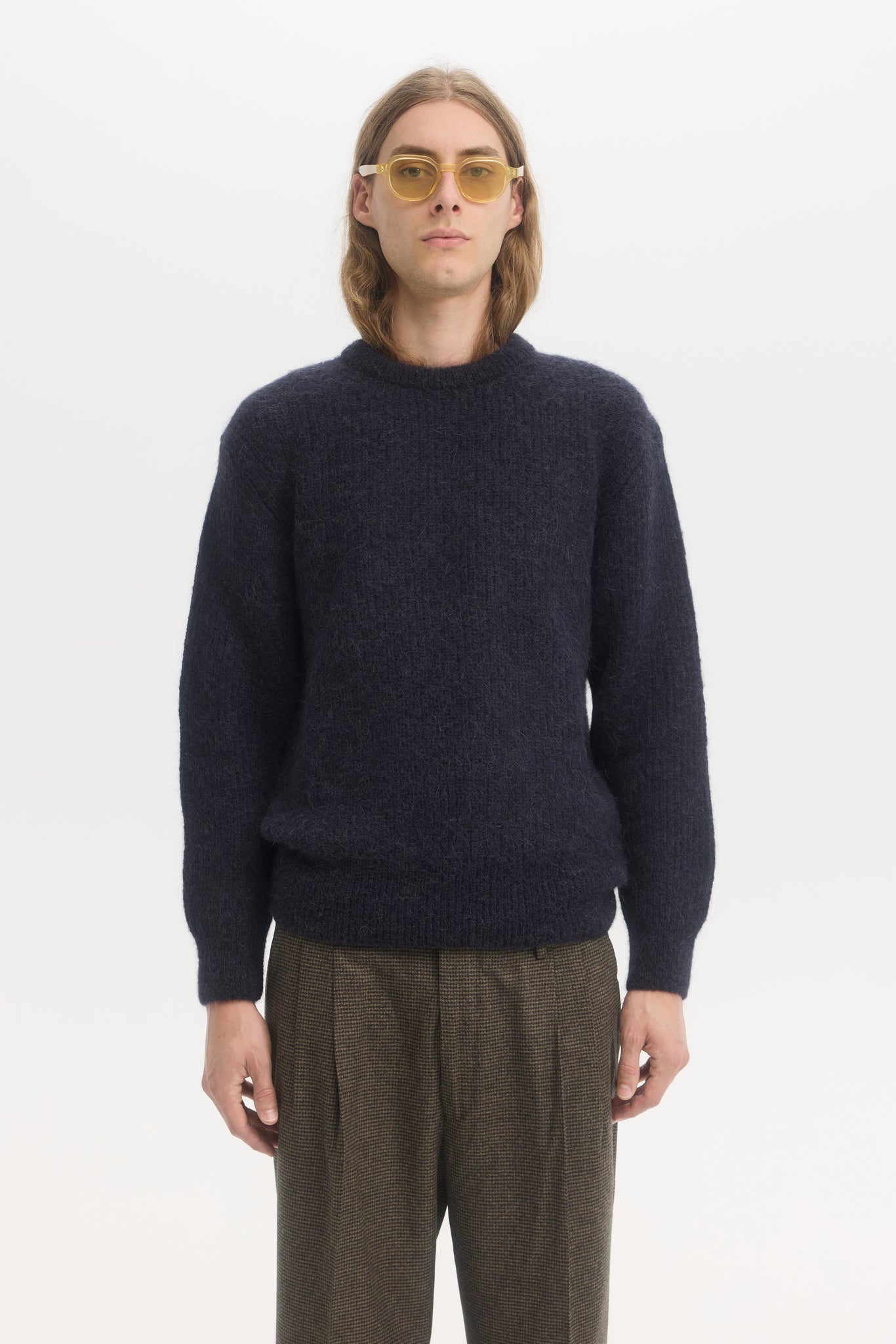 Pull en mohair et alpaga côtelé minuit