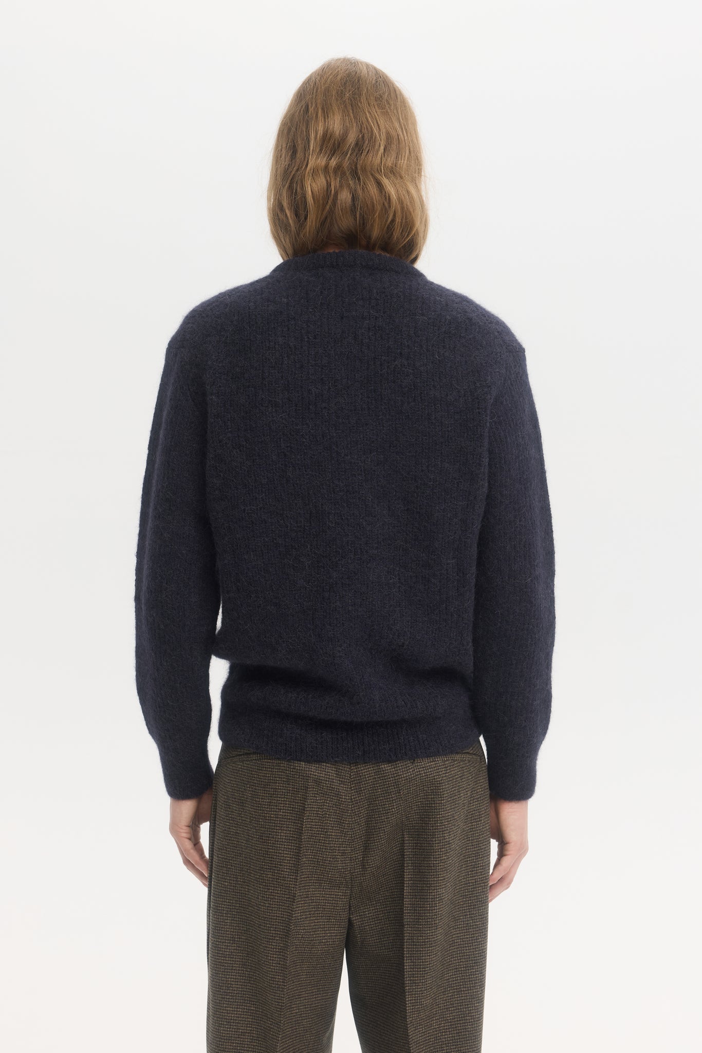 Pull en mohair et alpaga côtelé minuit