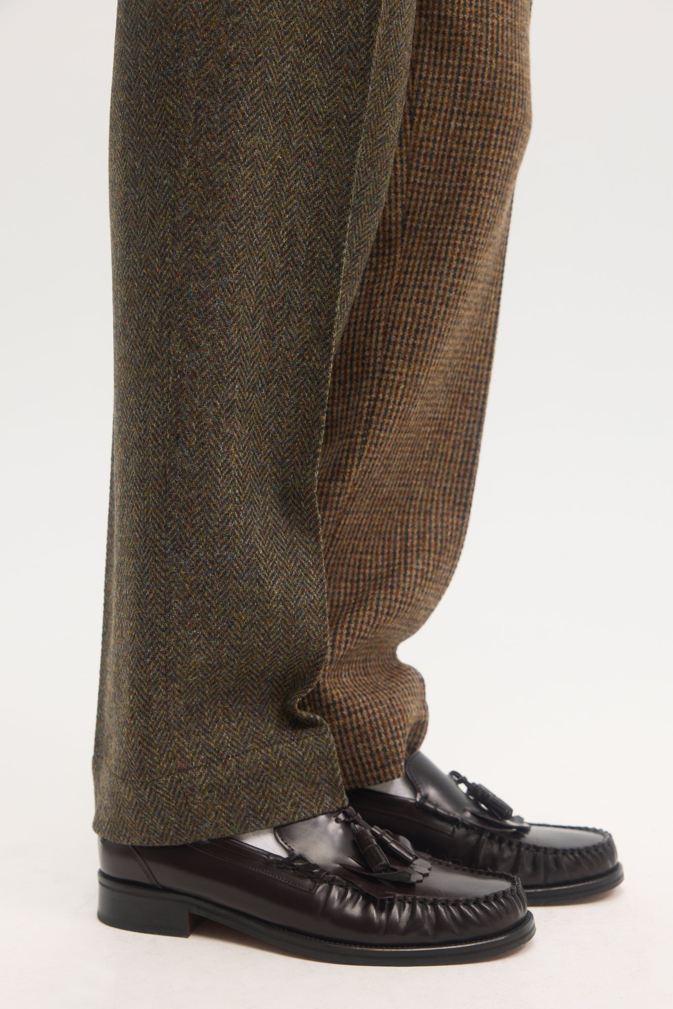 Pantalon droit en laine vierge multi-tissus Harris Tweed