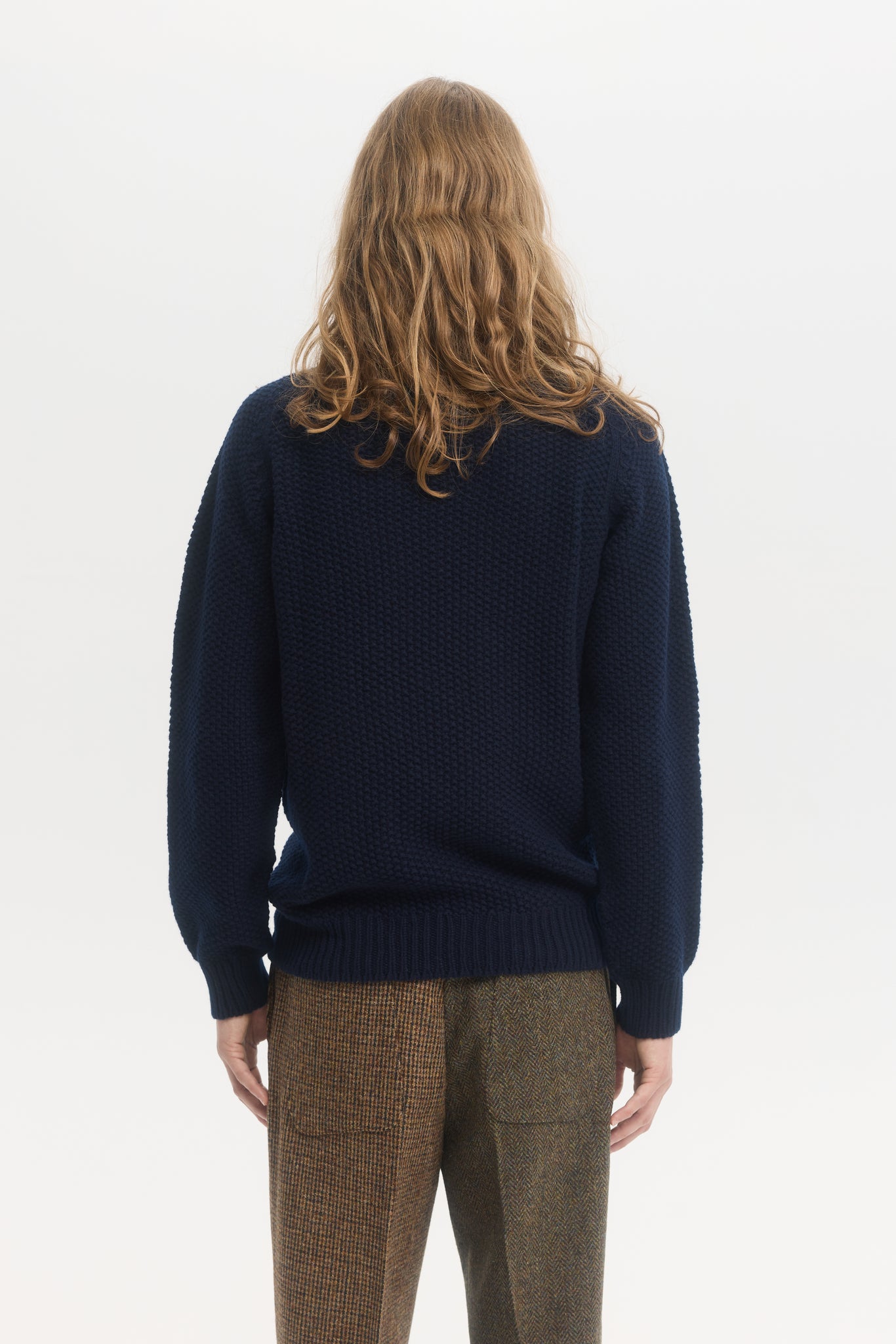 Pull en laine Geelong en nid d'abeille marine