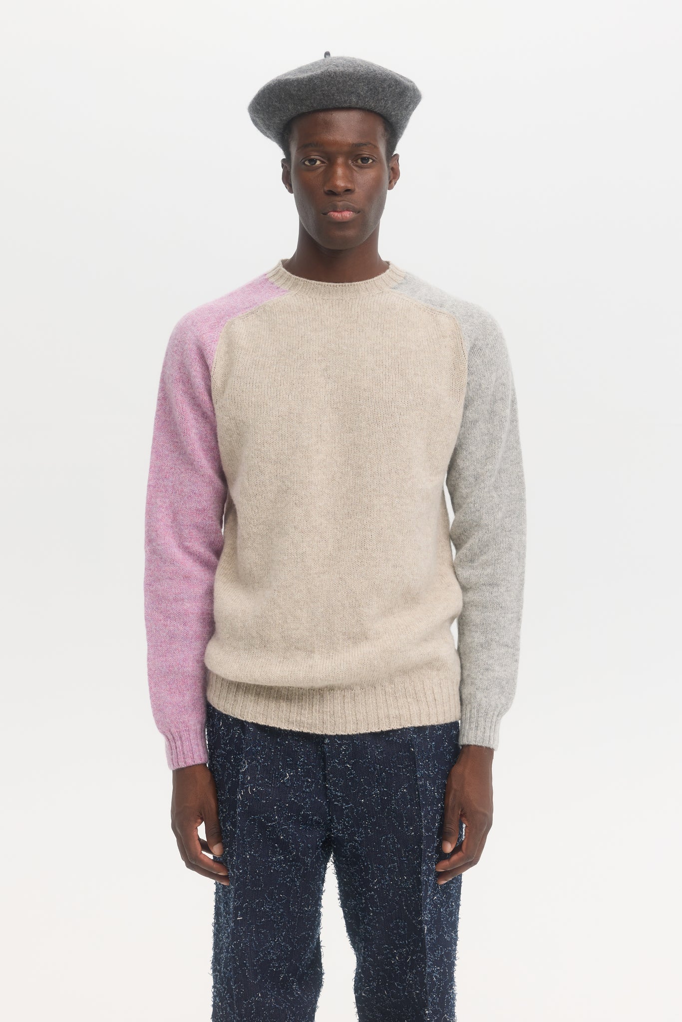 Pull en laine Shetland brossée multicolore