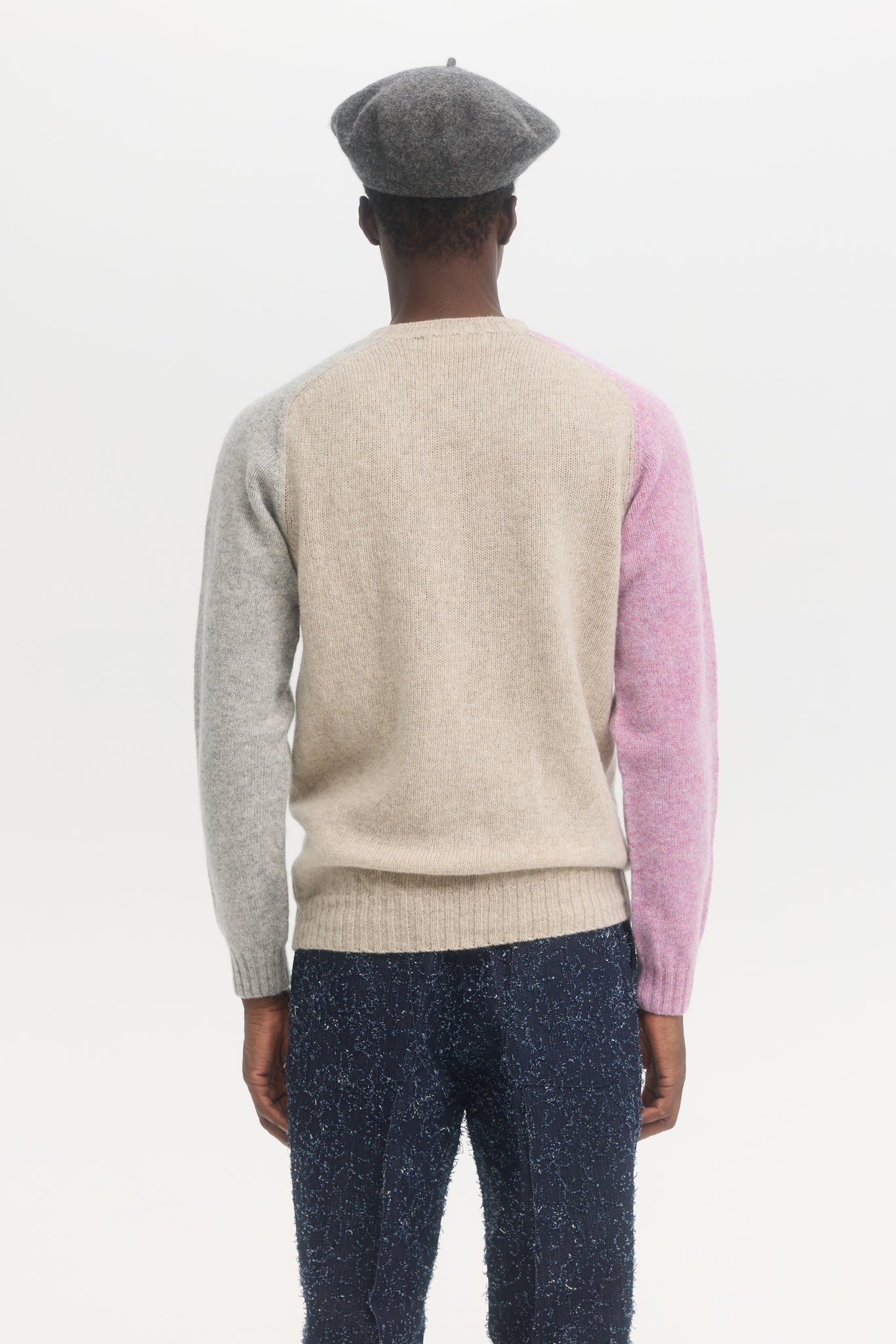 Pull en laine Shetland brossée multicolore