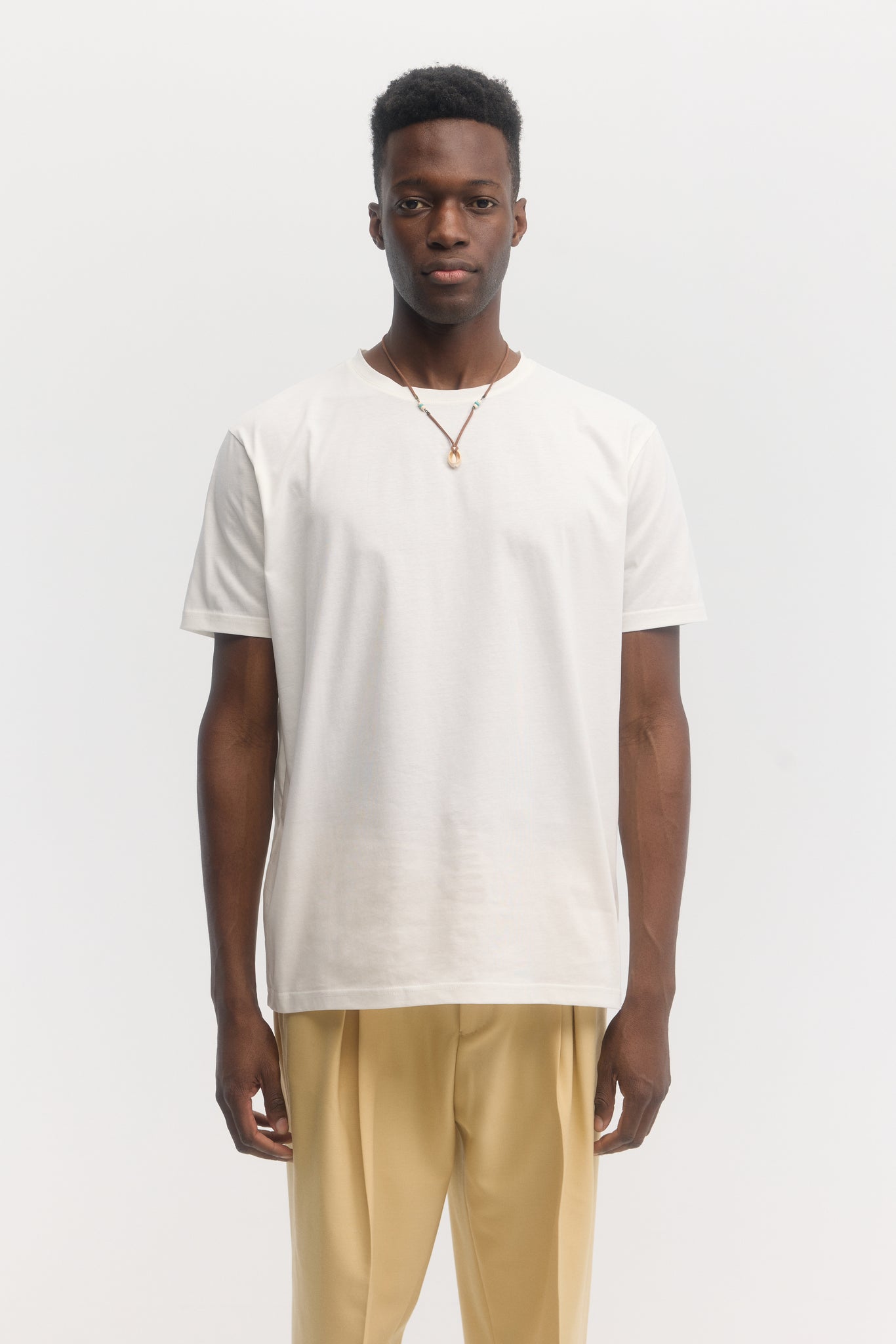 White mercerized organic cotton crewneck t-shirt