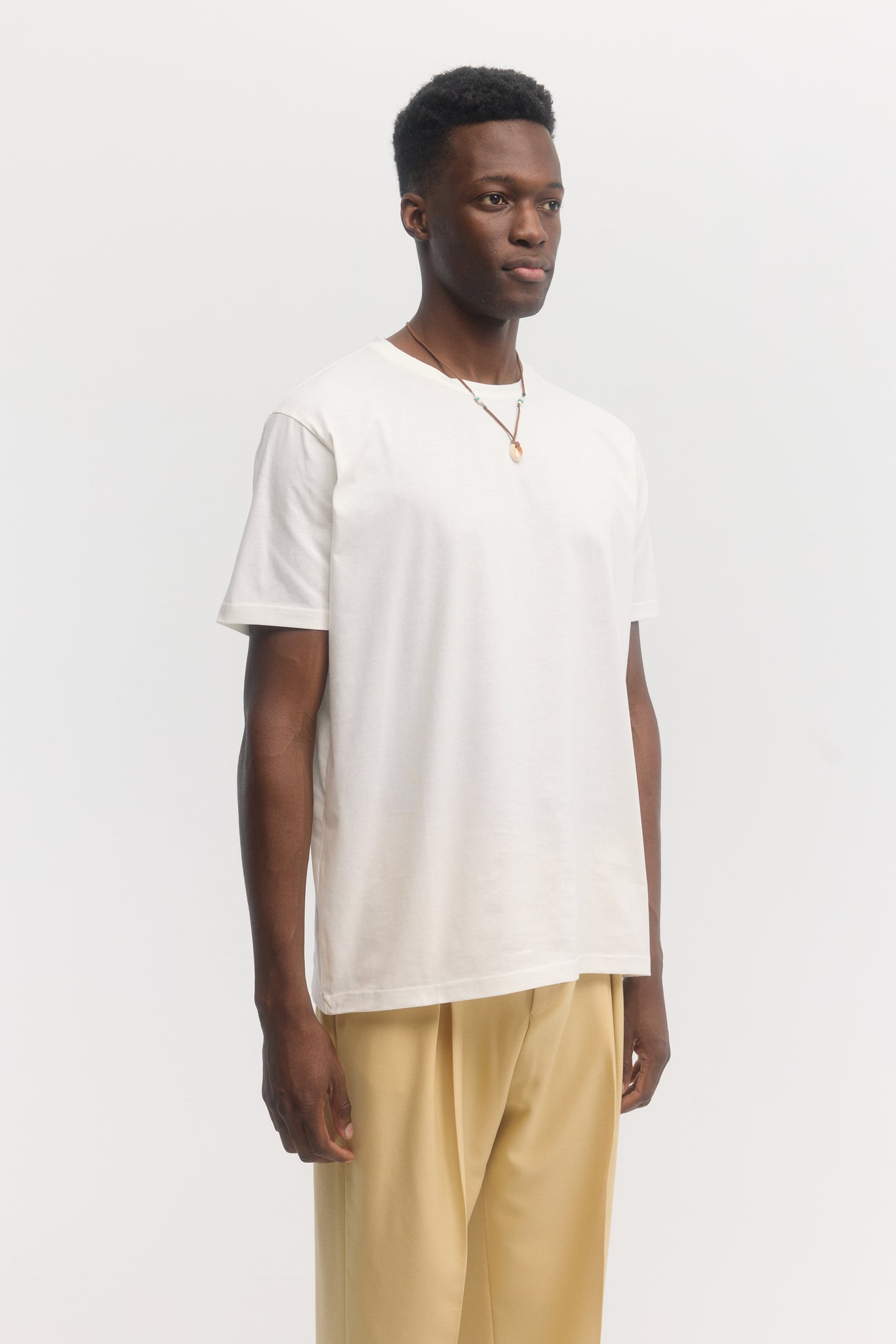 White mercerized organic cotton crewneck t-shirt