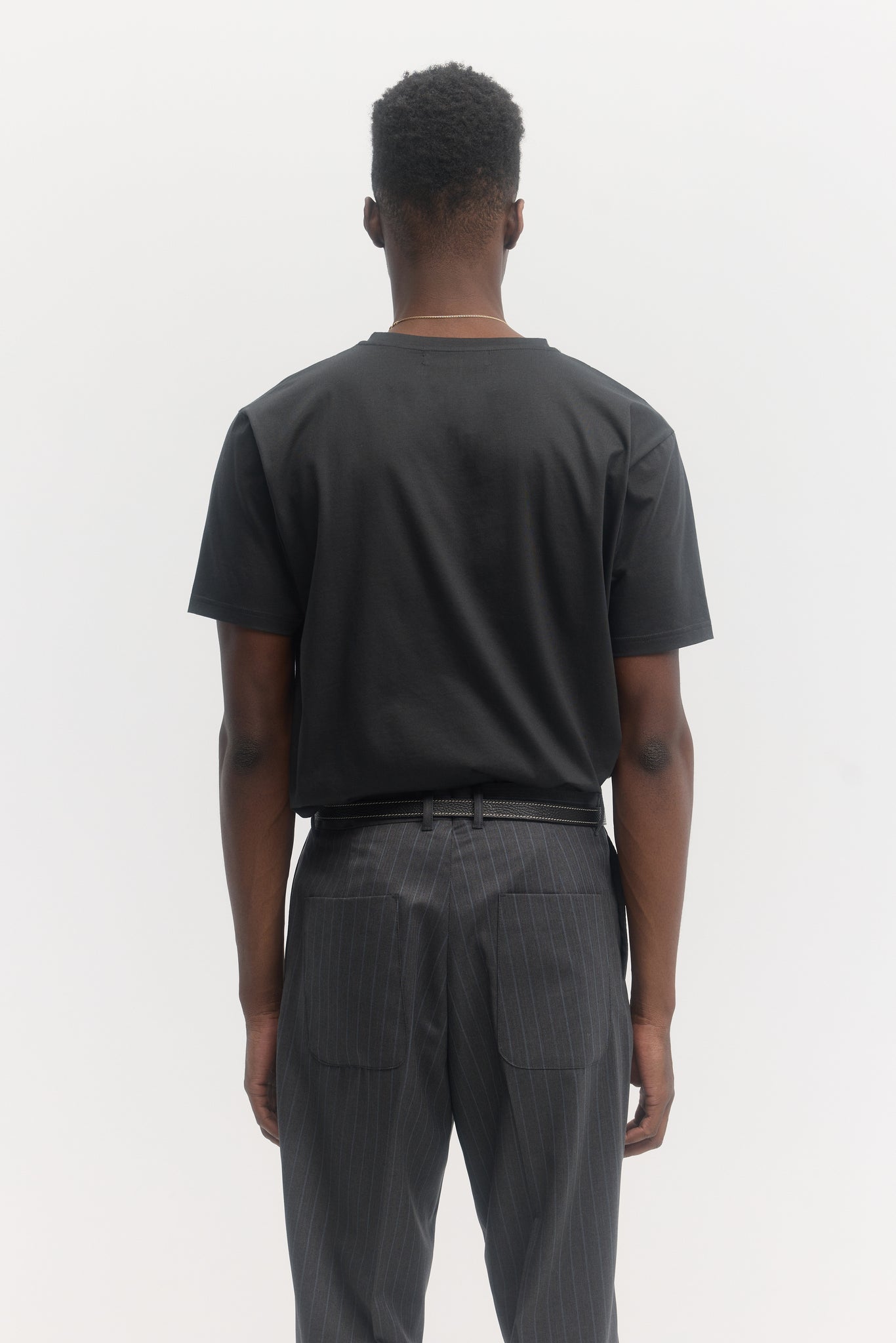 T-shirt col rond en coton biologique mercerisé anthracite