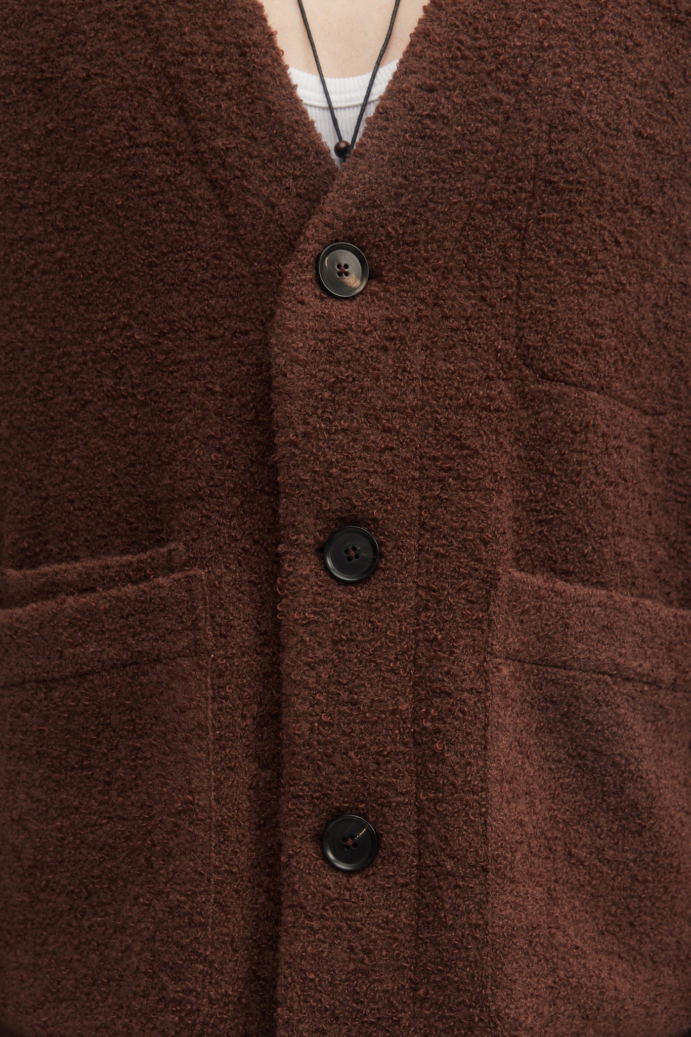 Rust brown boucle wool mohair cardigan jacket