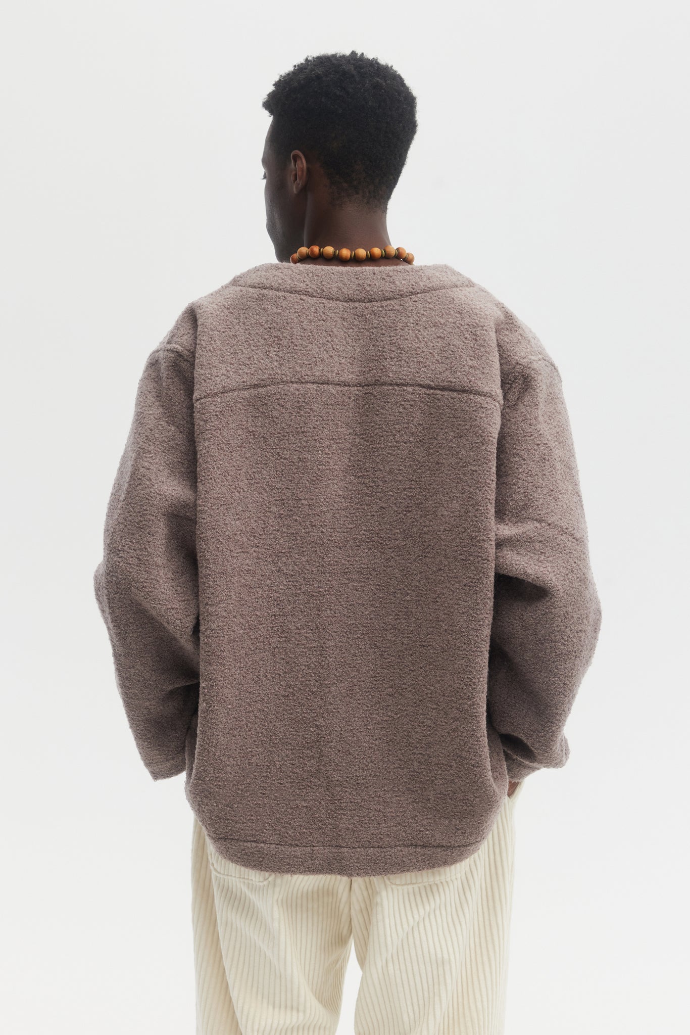 Taupe brown boucle wool mohair cardigan jacket