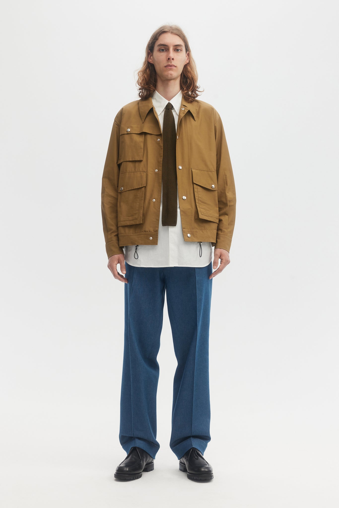 Camel cotton nylon technical blouson