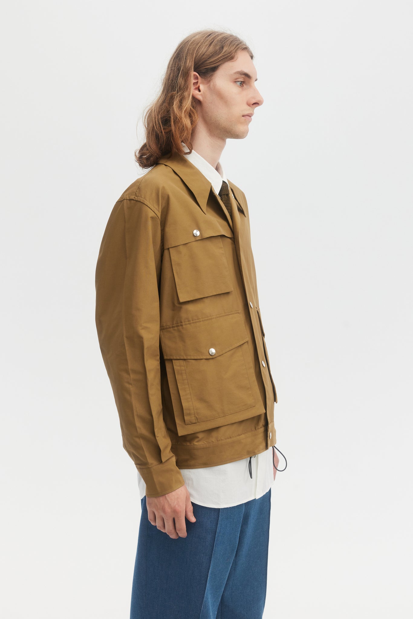 Camel cotton nylon technical blouson