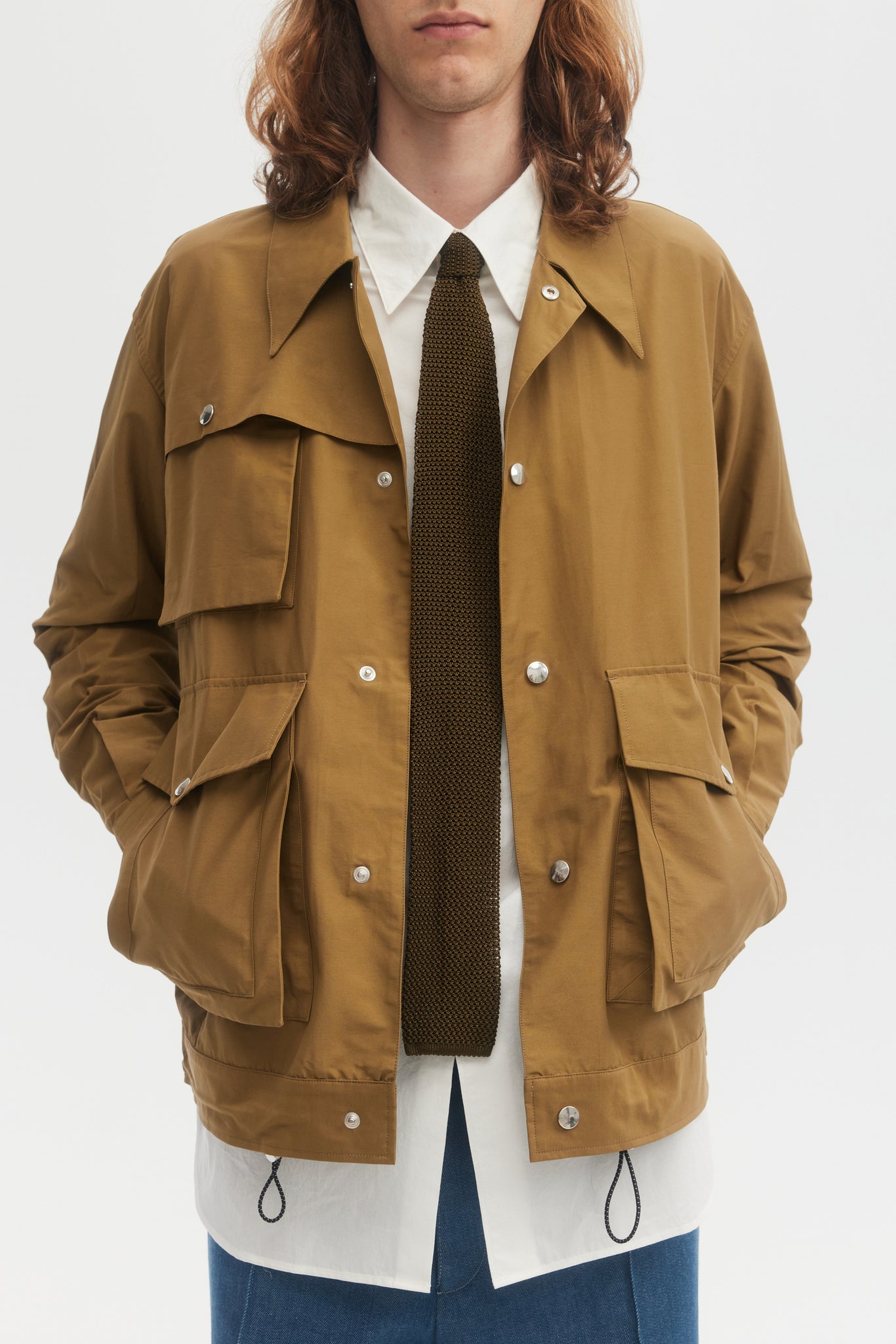 Camel cotton nylon technical blouson