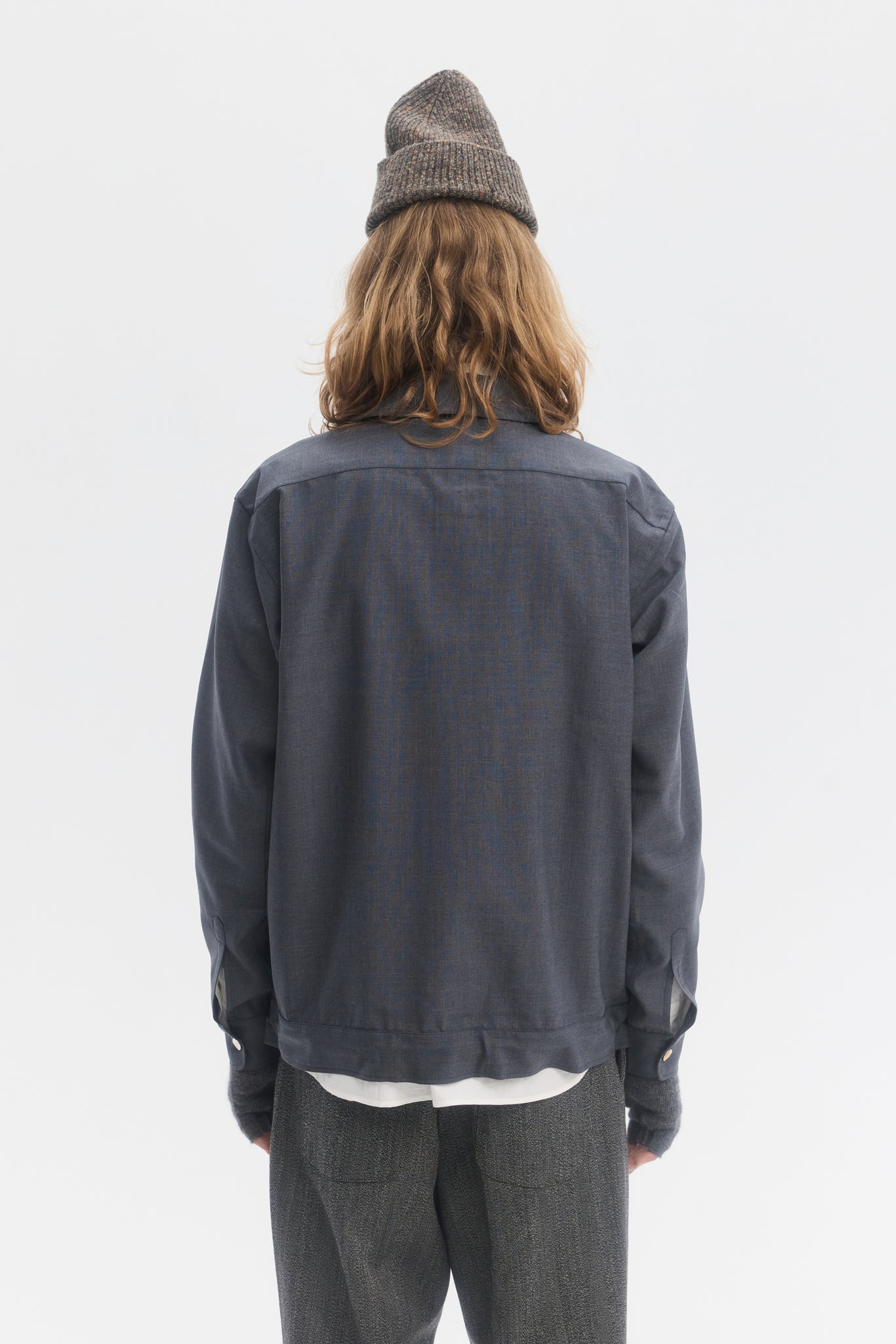 Teal light wool technical blouson