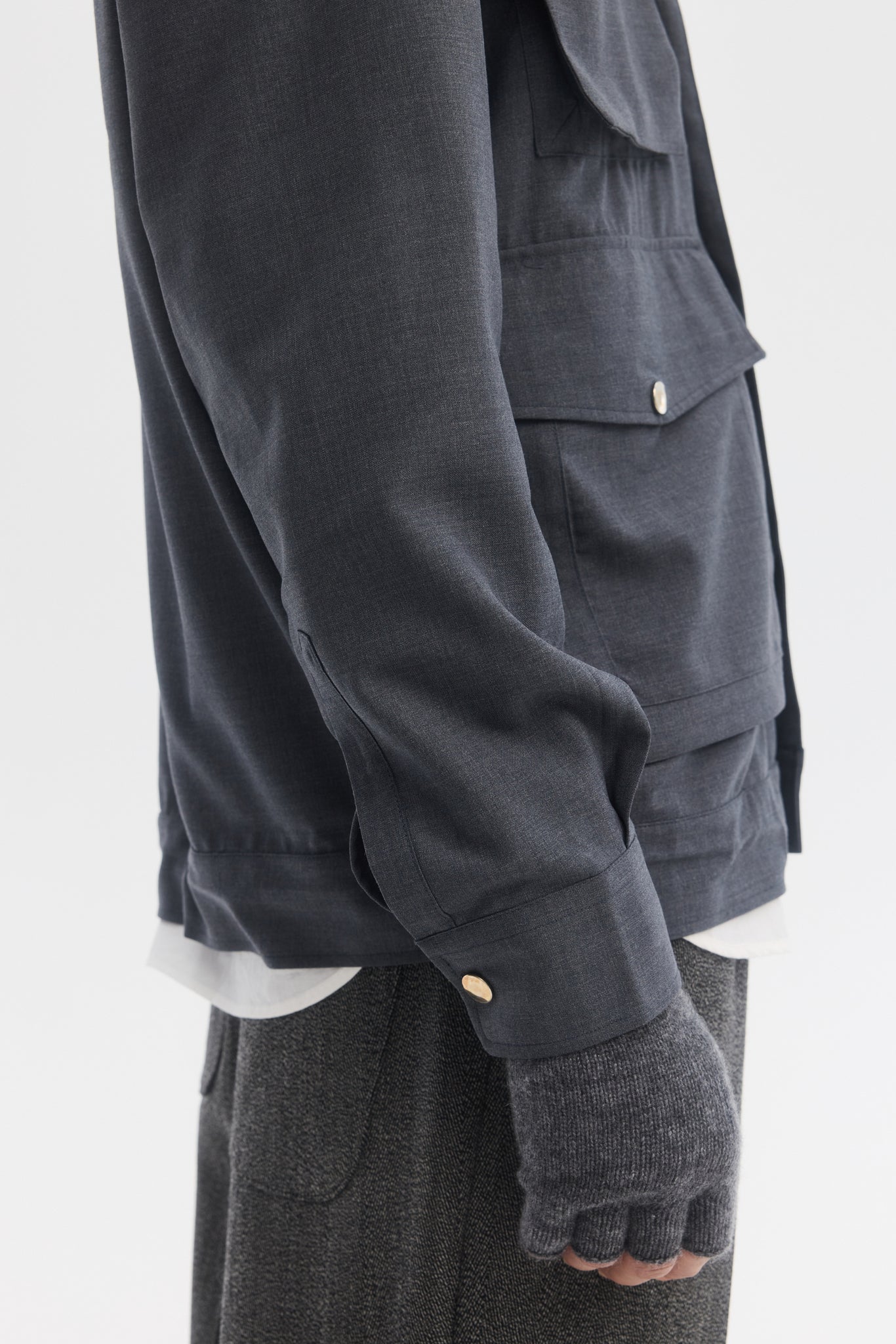 Teal light wool technical blouson