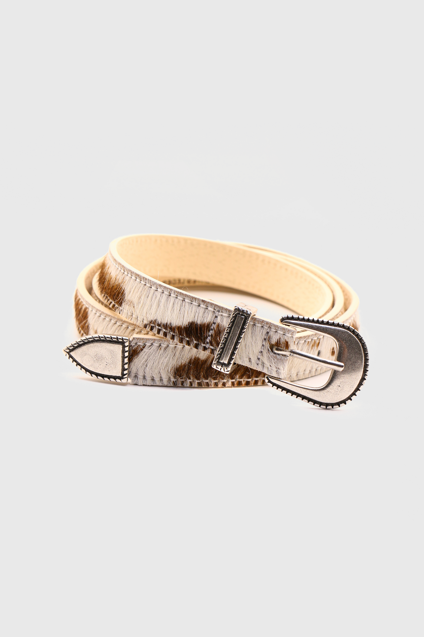 Natural cow hair western belt